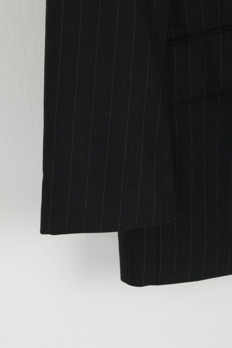 Vintage Lambretta Men 40 102 Blazer Black Wool Striped 5712 Size 40R - 4 Thumbnail