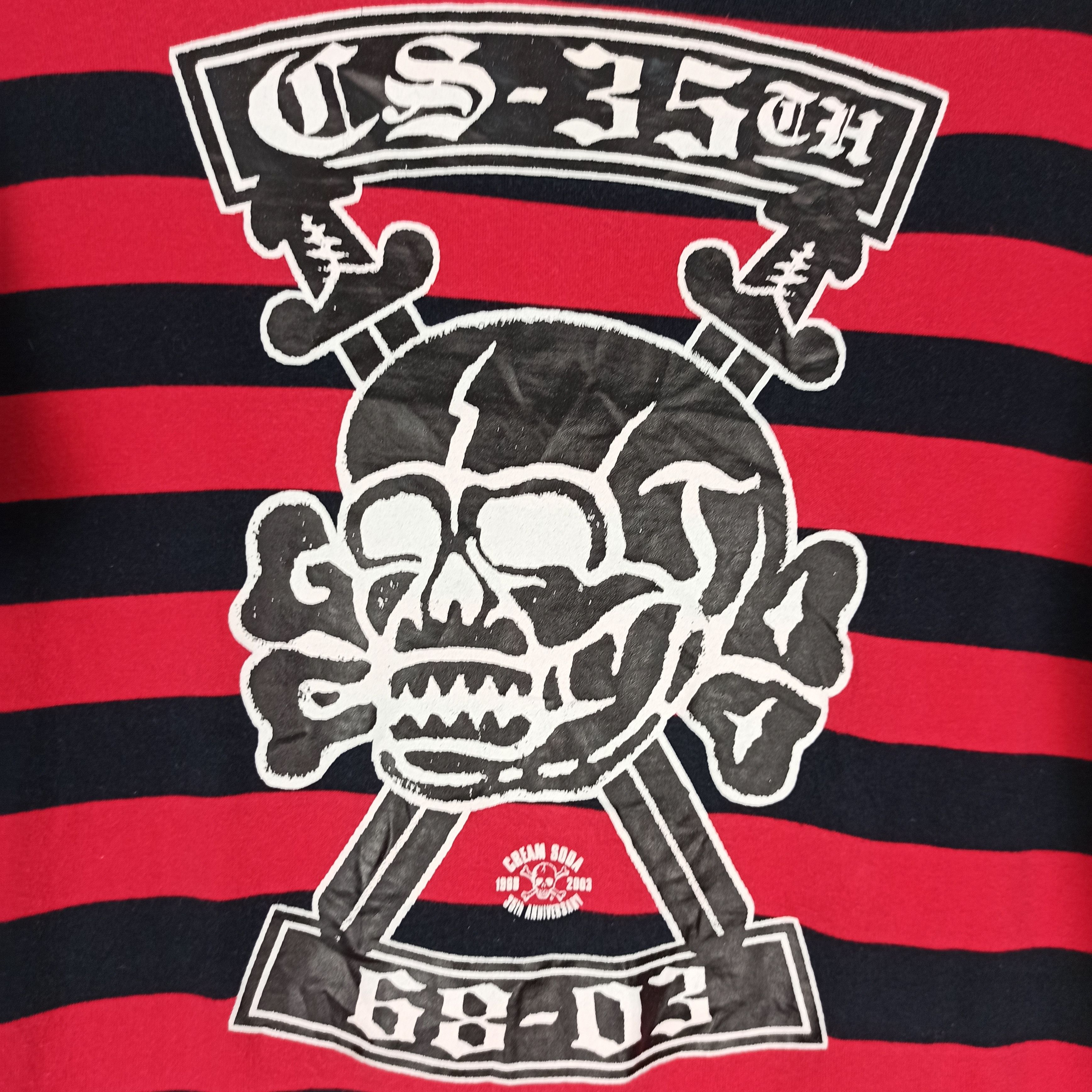 Japanese Brand Vintage🔥 Cream Soda Stripes Big Skulls Logo Made in Japan Size US M / EU 48-50 / 2 - 2 Thumbnail