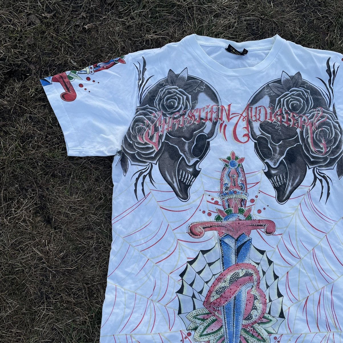 Vintage Vintage Y2K Graphic Tee Skulls Horror Dark Aesthetic Grunge Size US L / EU 52-54 / 3 - 3 Thumbnail