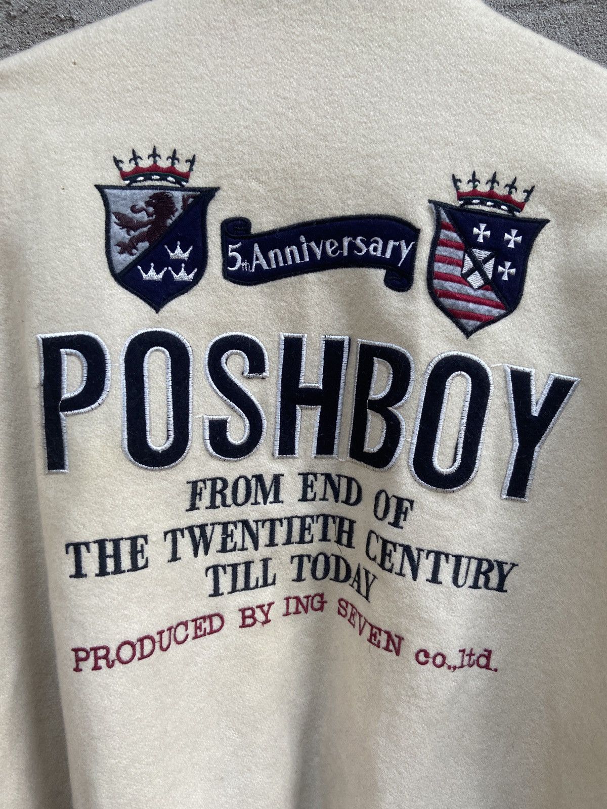 Japanese Brand Vintage Poshboy 5th Anniversary Wool Leather Varstiy Jacket Size US L / EU 52-54 / 3 - 7 Thumbnail