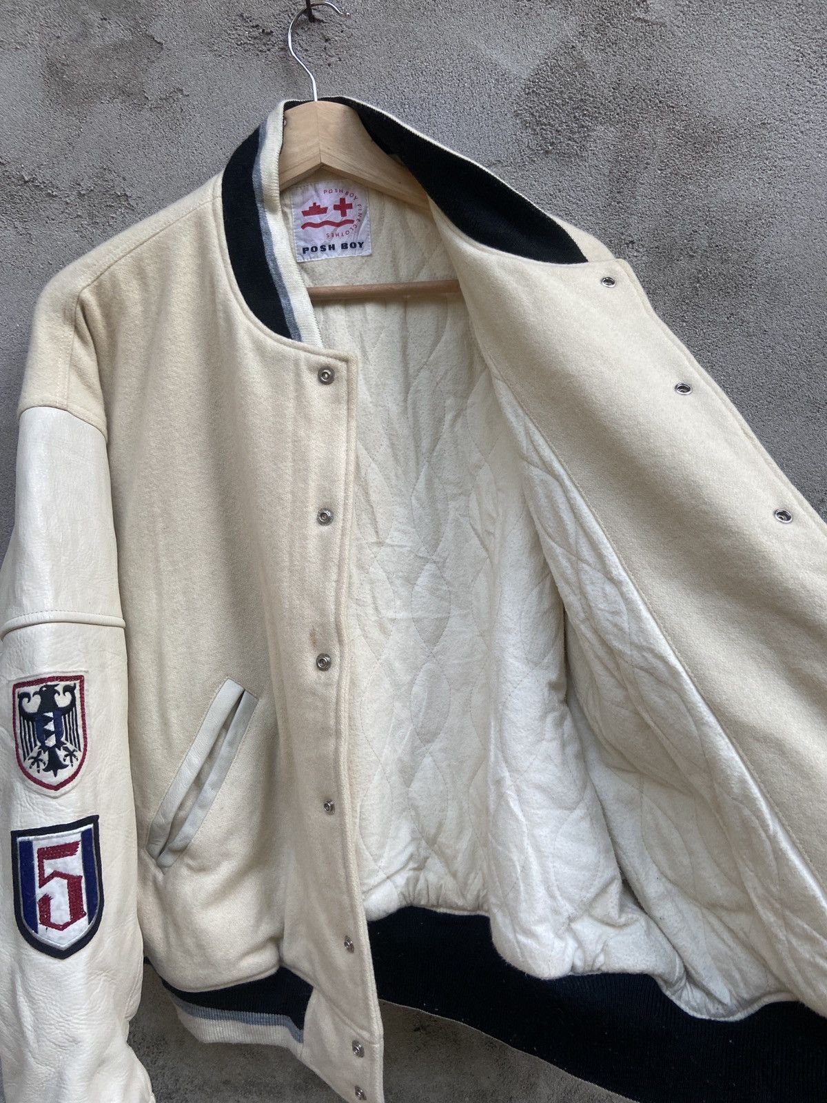 Japanese Brand Vintage Poshboy 5th Anniversary Wool Leather Varstiy Jacket Size US L / EU 52-54 / 3 - 5 Thumbnail