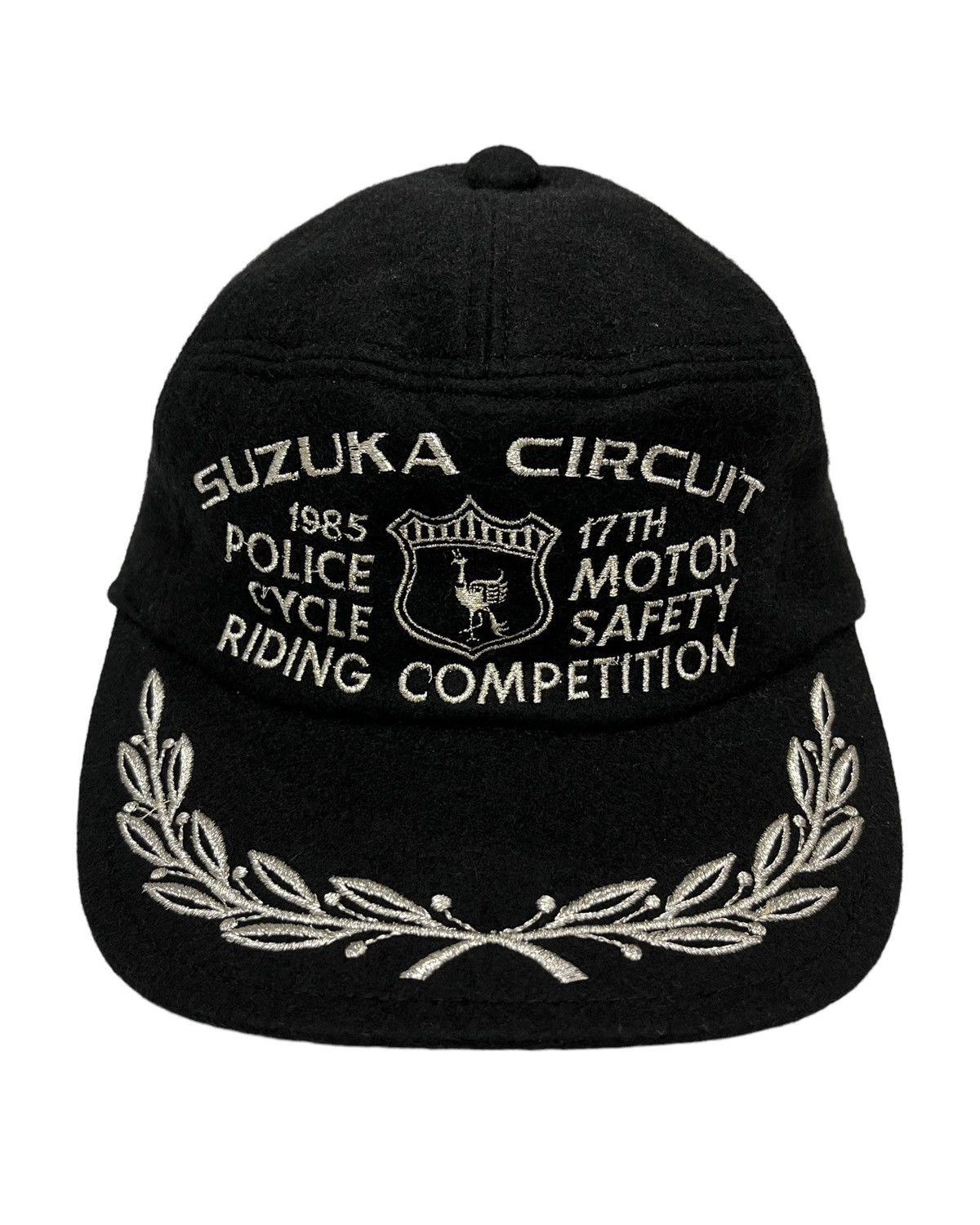 image of Racing x Vintage 80’S Suzuka Circuit Japan 7 Panel Wool Strapback Hat in Black, Men's