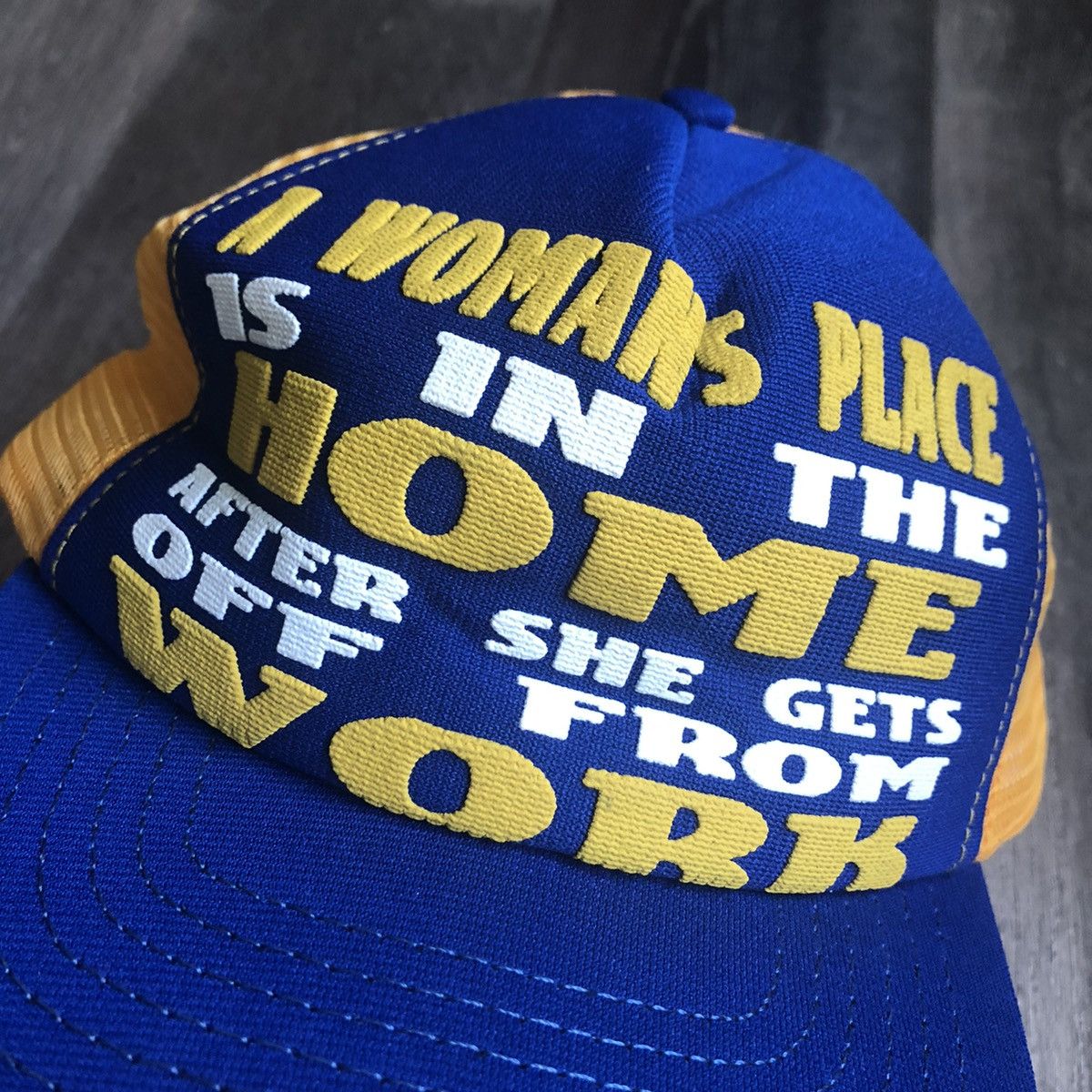 Vintage Vintage A Womans Place Is Home After Work Parody Trucker Hat Size ONE SIZE - 2 Thumbnail