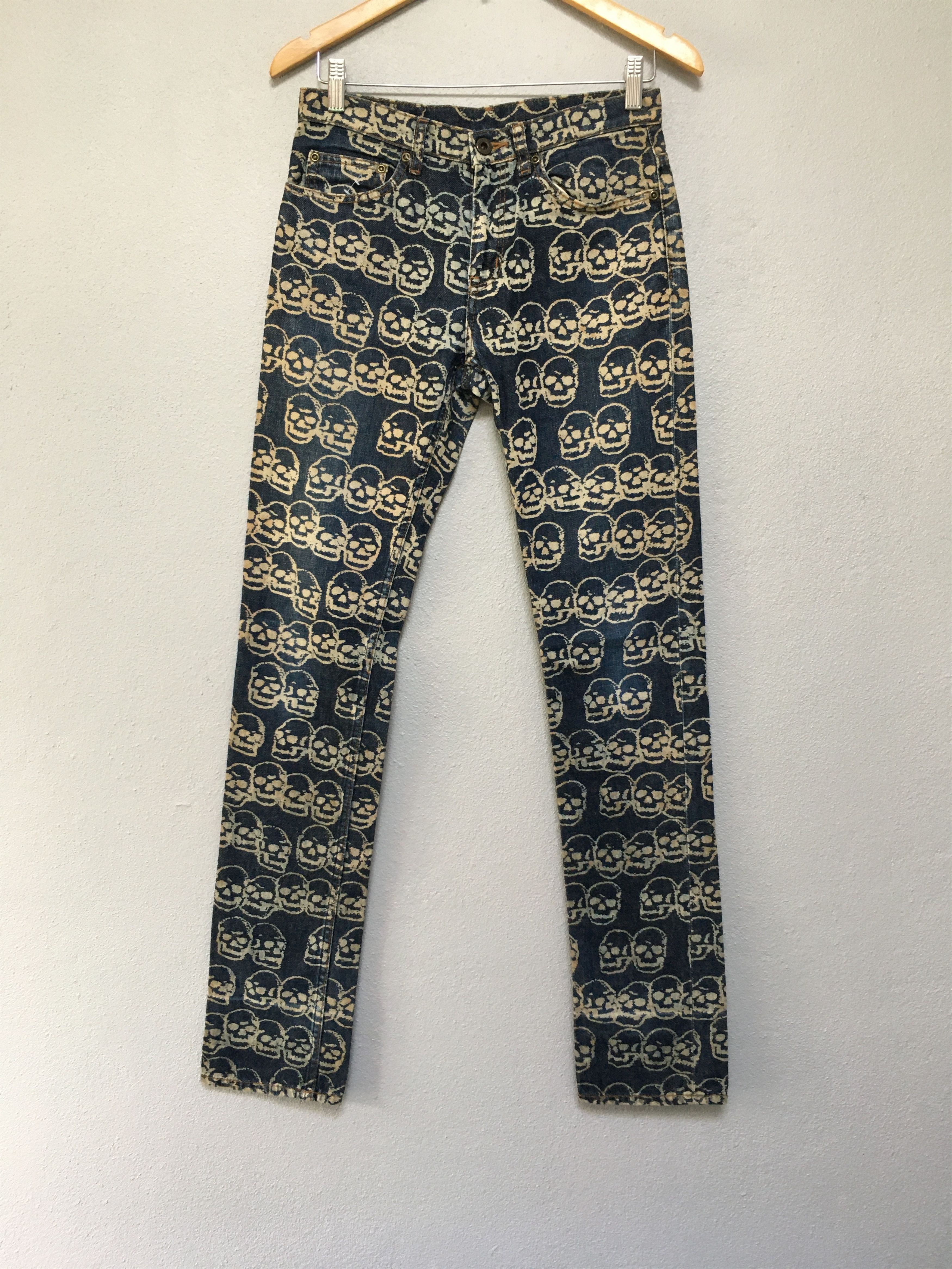 image of Archival Clothing x Hysteric Glamour Skull Bones Full Printed in Blue, Men's (Size 29)