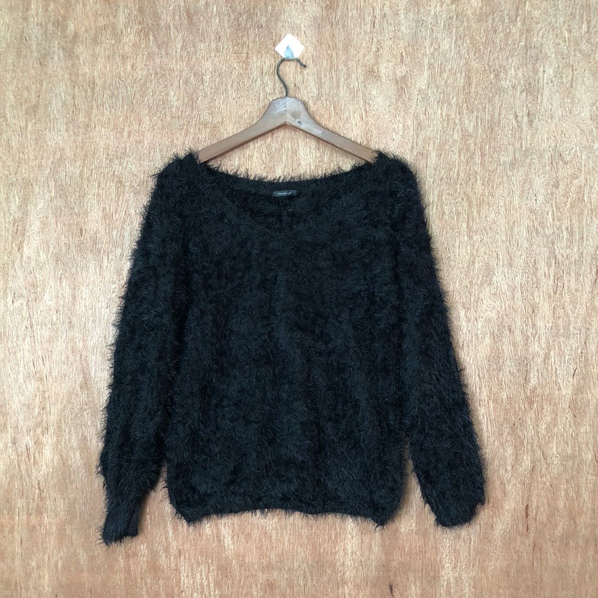 Homespun Knitwear × Japanese Brand Newlyme black Shag Shaggy Fur Mohair Knitwear #6447 Size L / US 10 / IT 46 - 1 Thumbnail