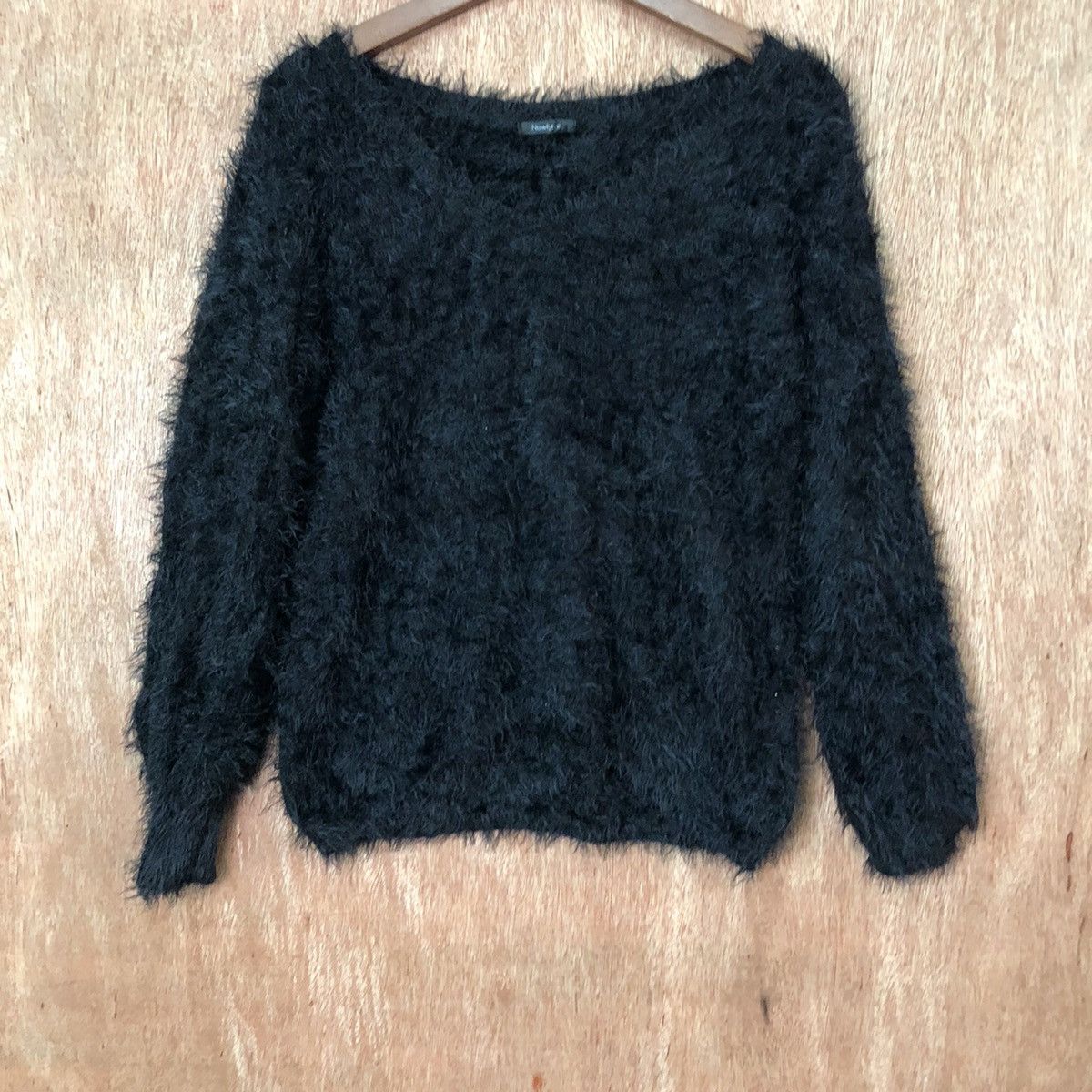 Homespun Knitwear × Japanese Brand Newlyme black Shag Shaggy Fur Mohair Knitwear #6447 Size L / US 10 / IT 46 - 3 Thumbnail