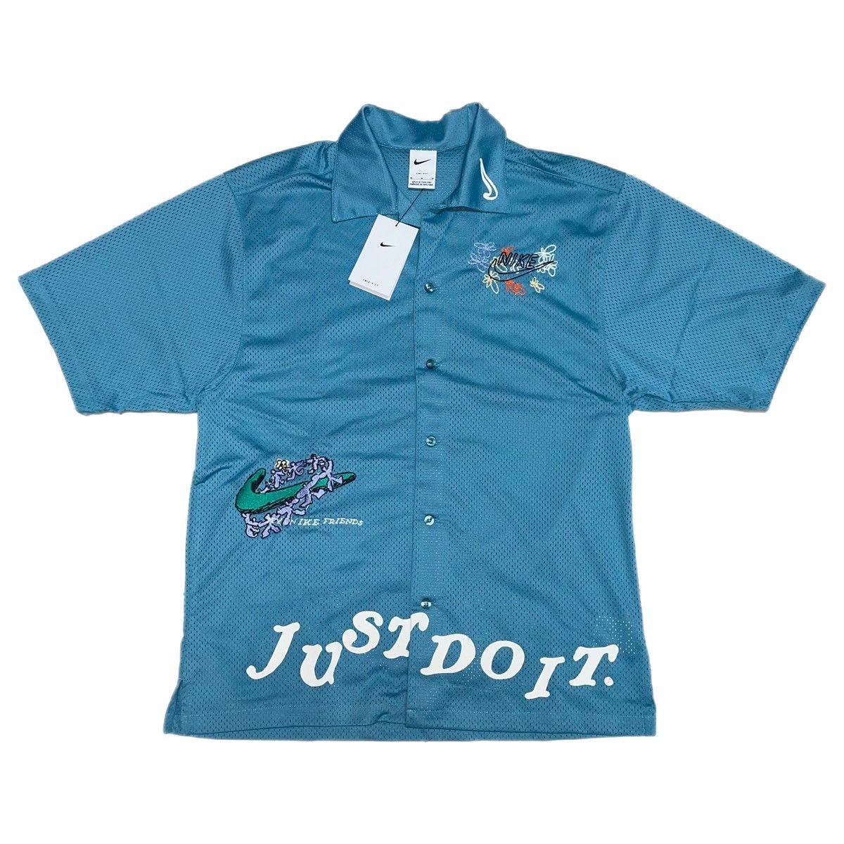 image of Nike Friends Mesh / Jersey Button Up in Blue, Men's (Size Medium)