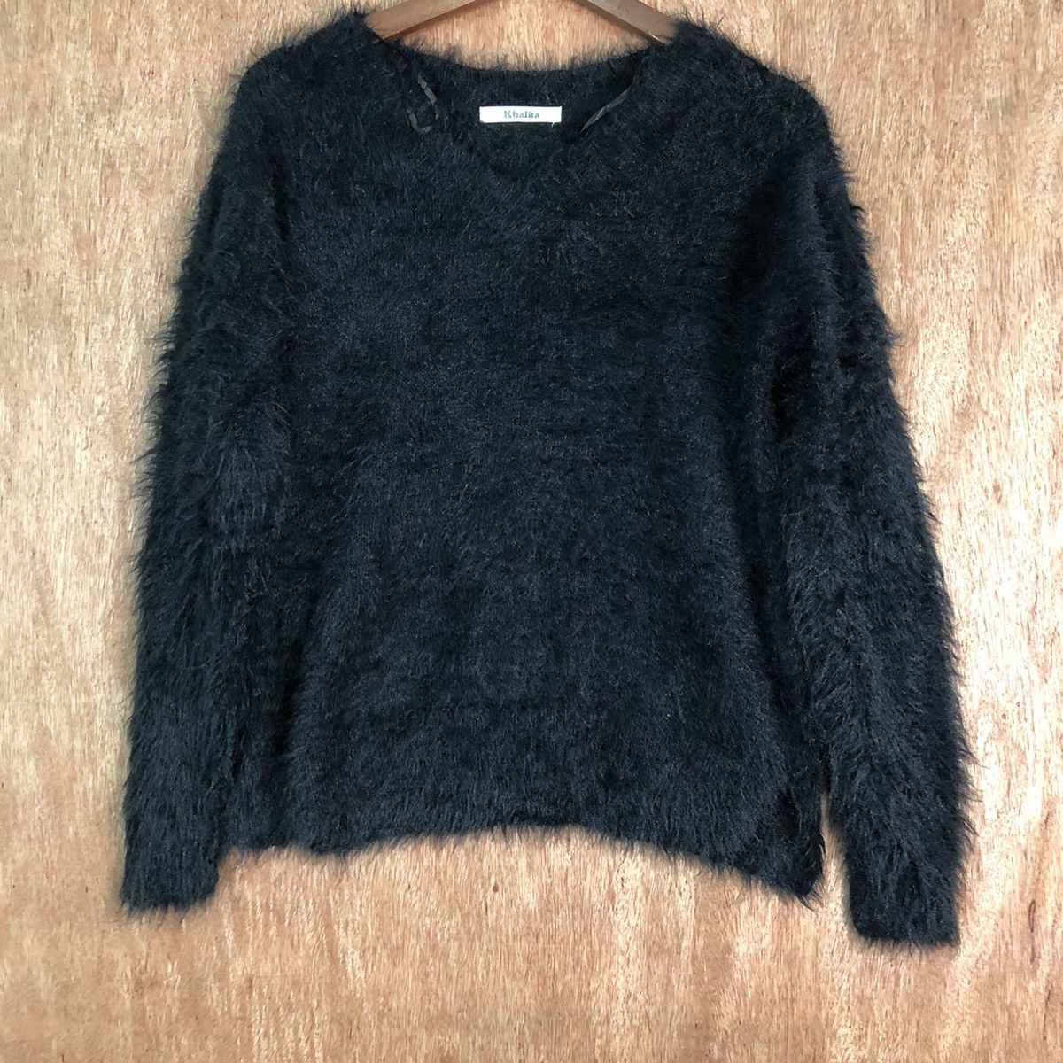 Hypebeast Khalita Black Shag Shaggy soft Fur Mohair Knitwear #6505 Size M / US 6-8 / IT 42-44 - 3 Thumbnail