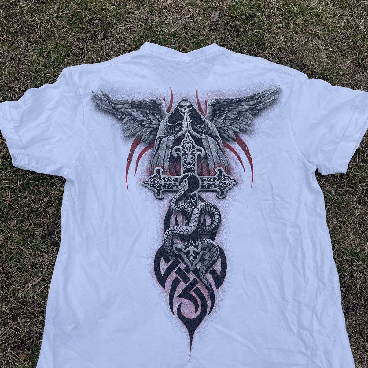 Vintage Vintage 90s Skull Rose Graphic Tee Goth Dark Aesthetic L Size US L / EU 52-54 / 3 - 7 Thumbnail