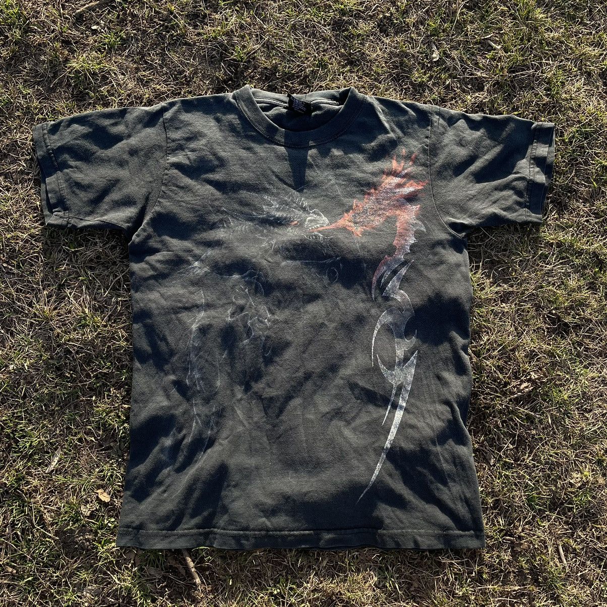 Vintage Vintage 90s Sun Faded Graphic Tee Grunge Thrashed Black L Size US L / EU 52-54 / 3 - 3 Thumbnail