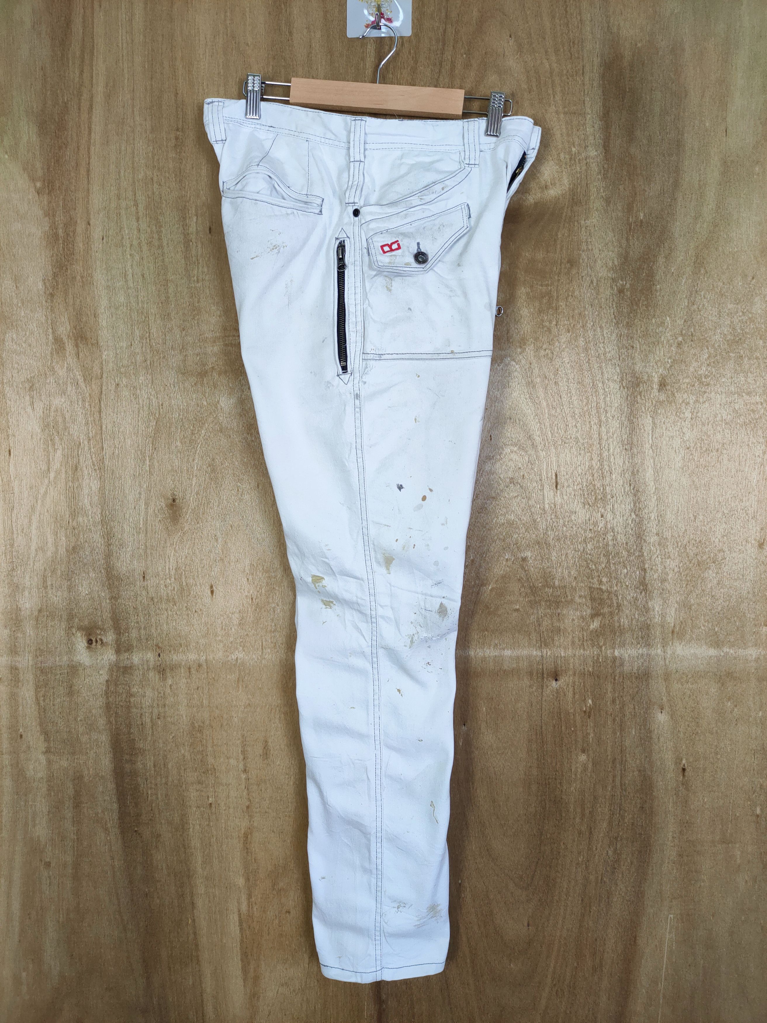 Japanese Brand DG WHITE FADED/ STAIN/ WORKWEAR CARGO PANTS Size US 30 / EU 46 - 12 Thumbnail
