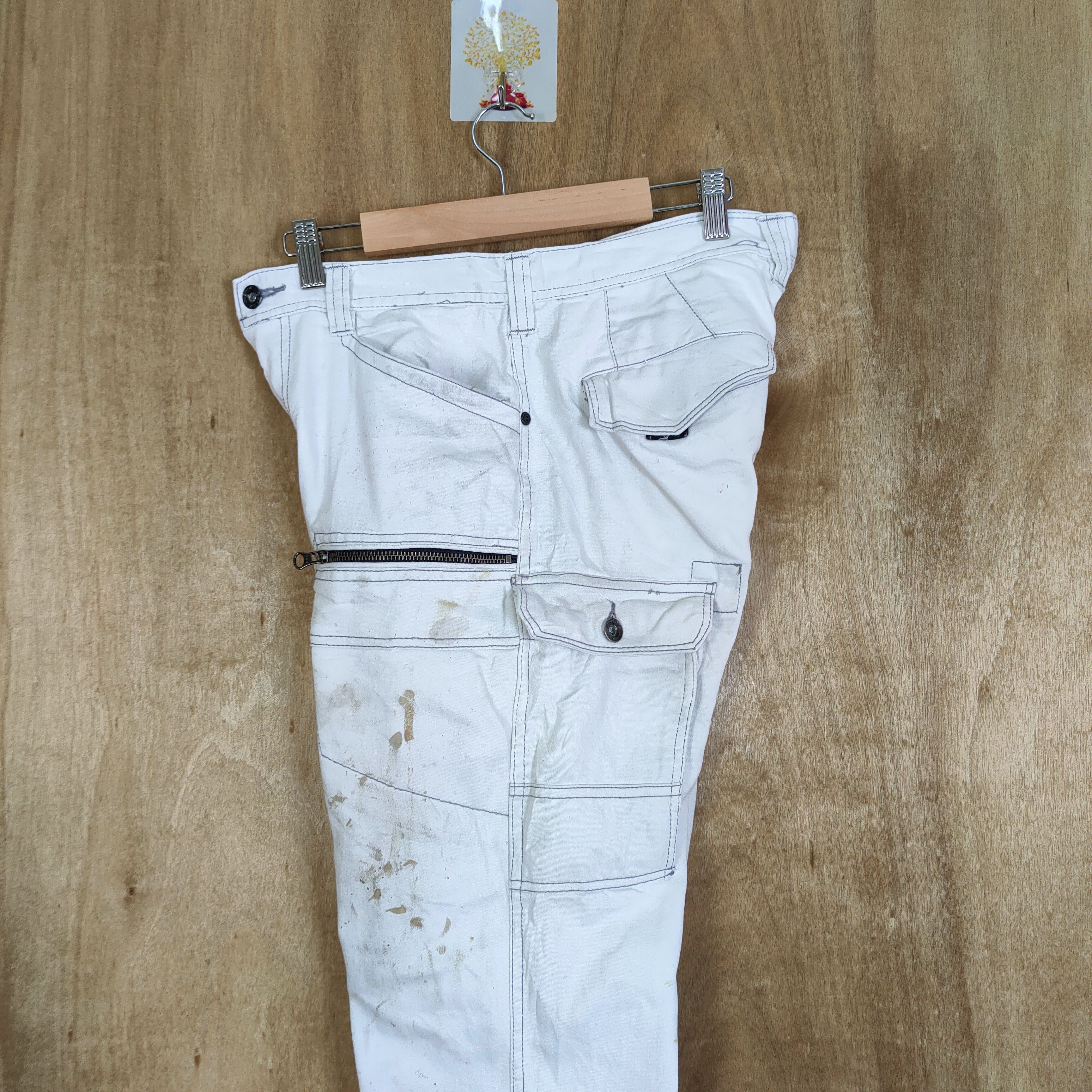 Japanese Brand DG WHITE FADED/ STAIN/ WORKWEAR CARGO PANTS Size US 30 / EU 46 - 11 Thumbnail