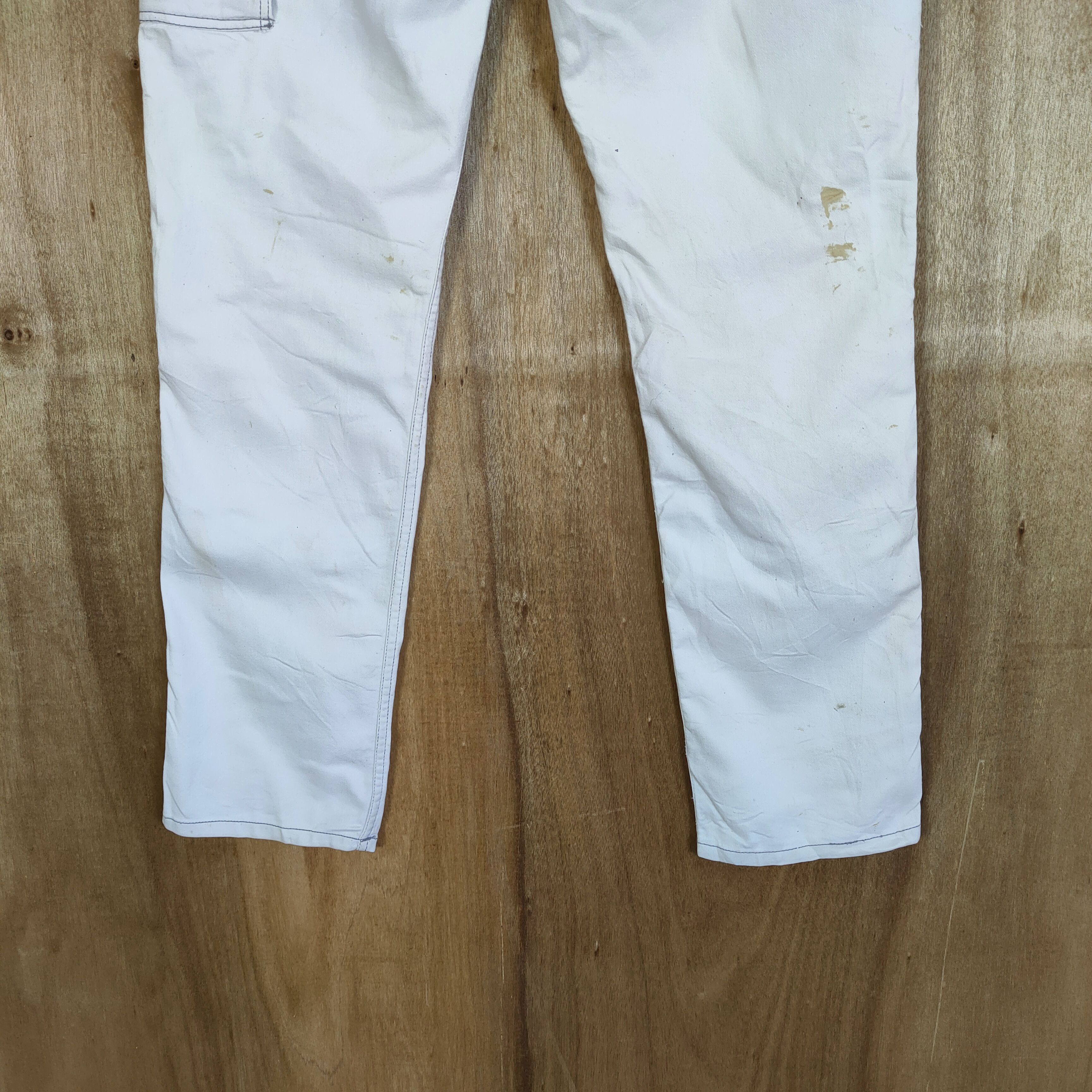 Japanese Brand DG WHITE FADED/ STAIN/ WORKWEAR CARGO PANTS Size US 30 / EU 46 - 9 Thumbnail