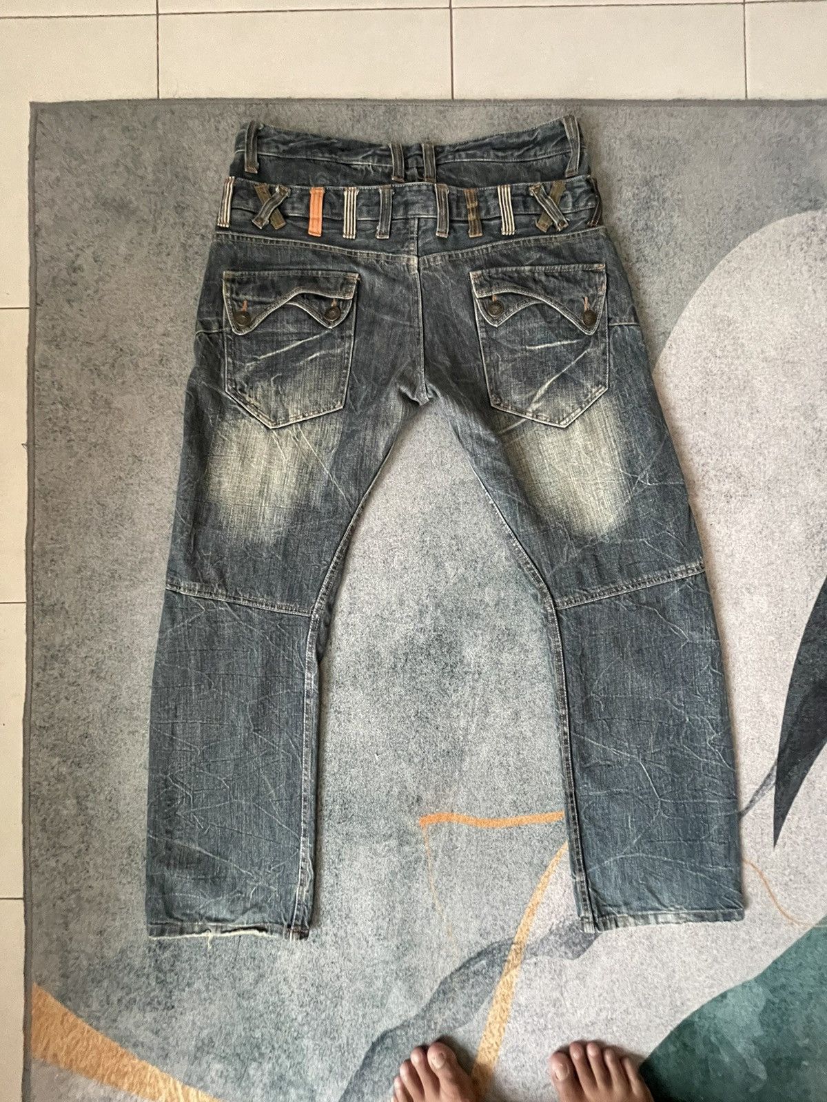 Japanese Brand Japanese Distressed Double Waist Acid Punk Bondage Pants Size US 37 - 10 Thumbnail
