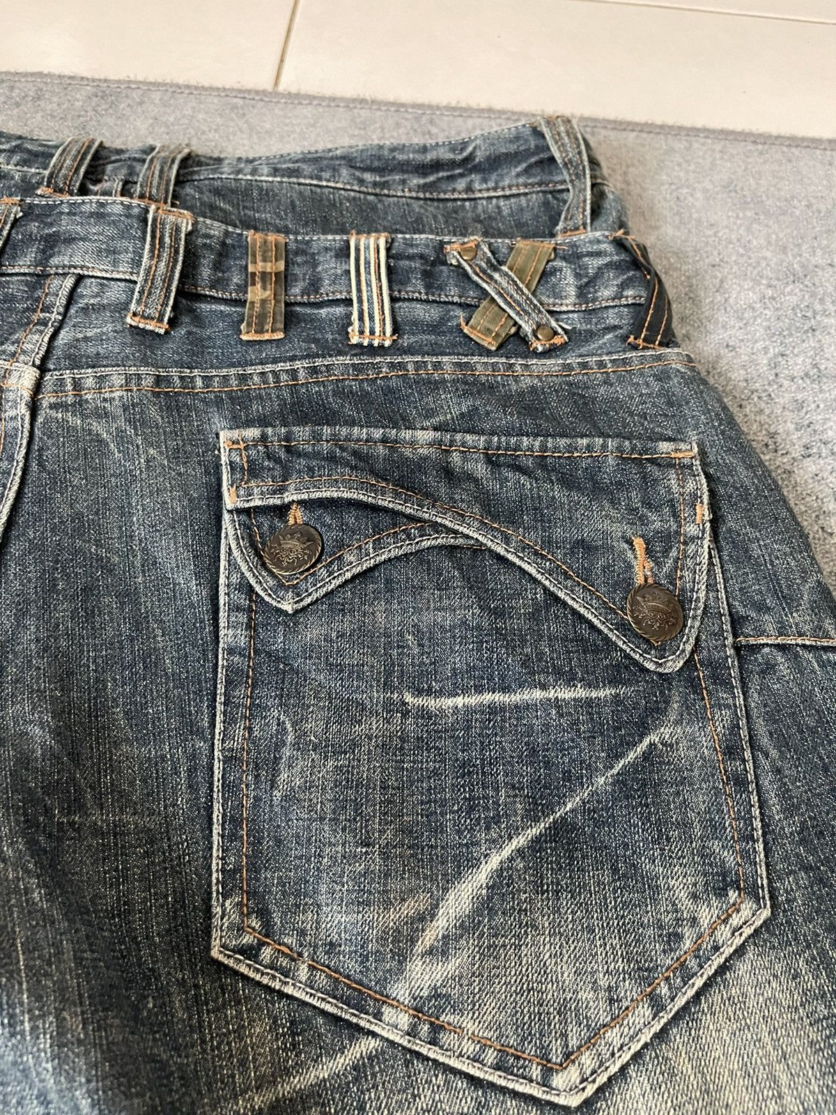 Japanese Brand Japanese Distressed Double Waist Acid Punk Bondage Pants Size US 37 - 14 Thumbnail