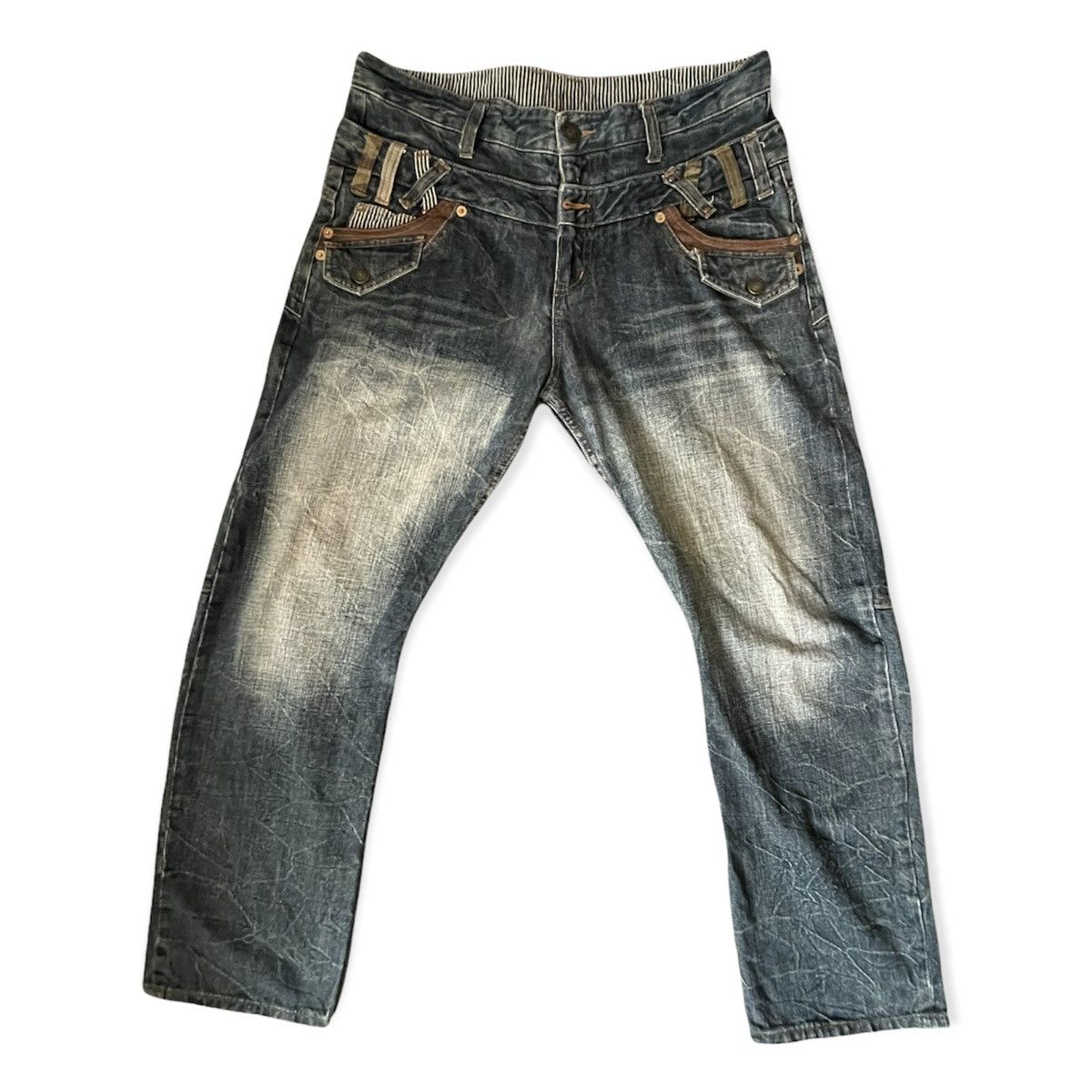 Japanese Brand Japanese Distressed Double Waist Acid Punk Bondage Pants Size US 37 - 1 Thumbnail