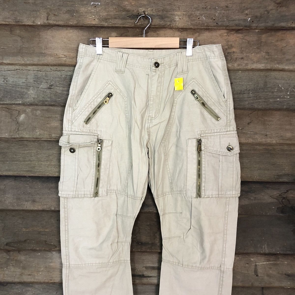 Japanese Brand Six-Star Cream Multipocket Cargo Pants #3002 Size US 32 / EU 48 - 2 Thumbnail