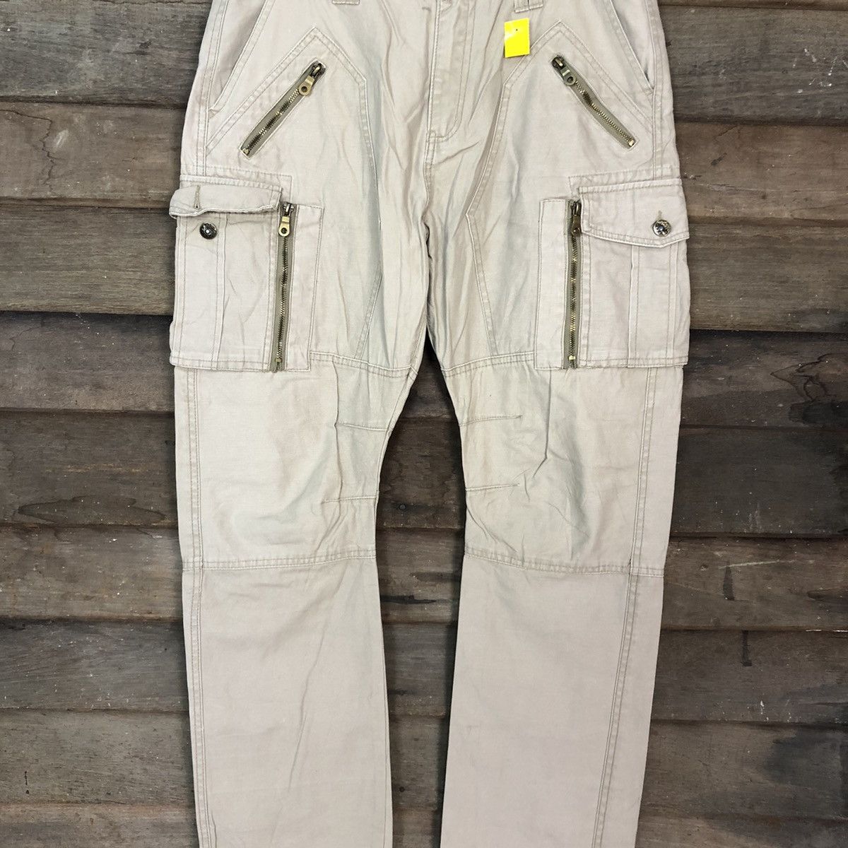 Japanese Brand Six-Star Cream Multipocket Cargo Pants #3002 Size US 32 / EU 48 - 4 Thumbnail