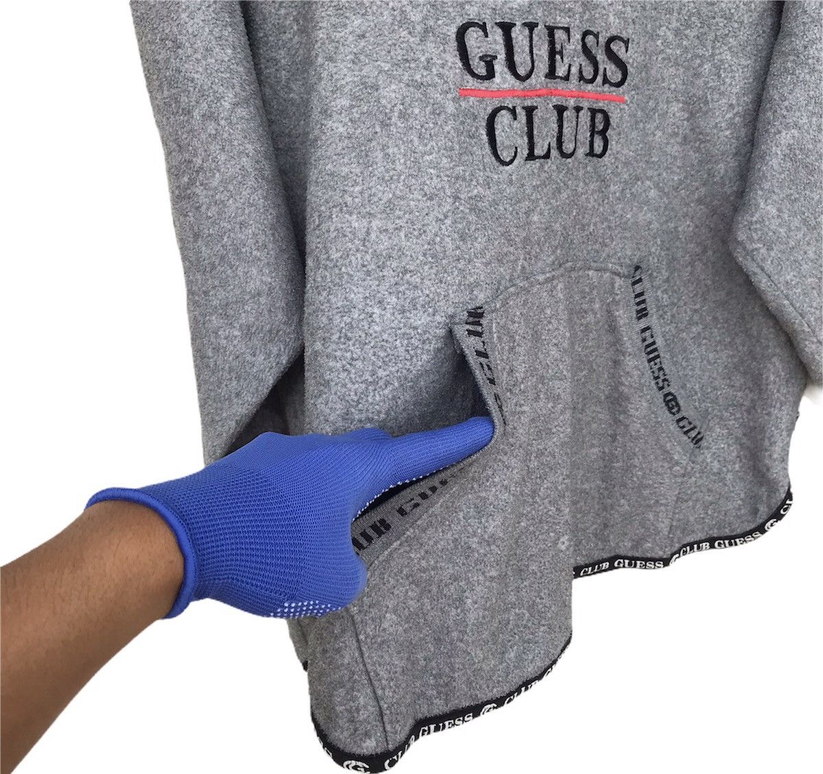 Guess × Vintage Rare Vintage 90s Guess club big logo fleece hoodie hiphop Size US L / EU 52-54 / 3 - 8 Thumbnail