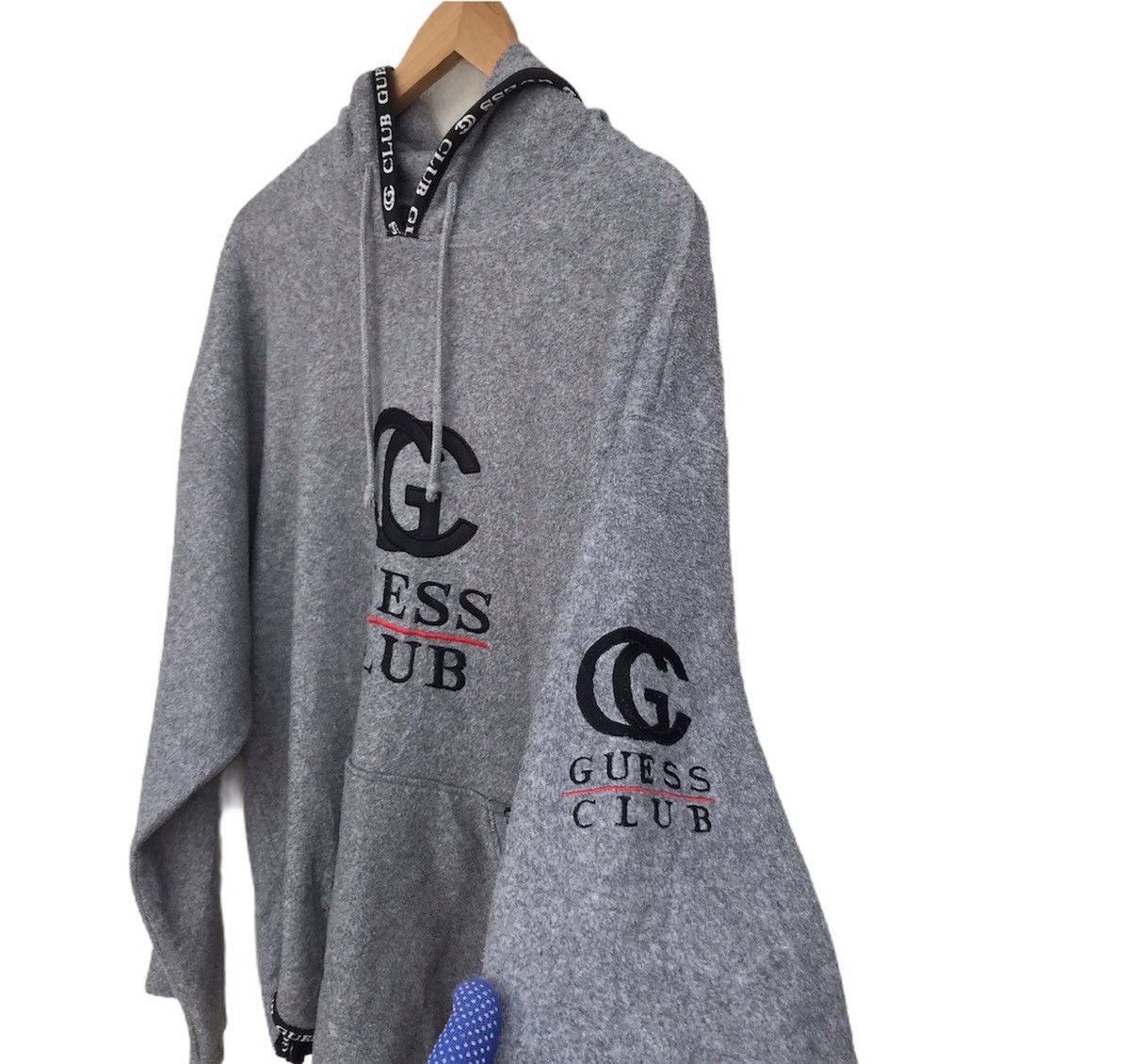 Guess × Vintage Rare Vintage 90s Guess club big logo fleece hoodie hiphop Size US L / EU 52-54 / 3 - 9 Thumbnail
