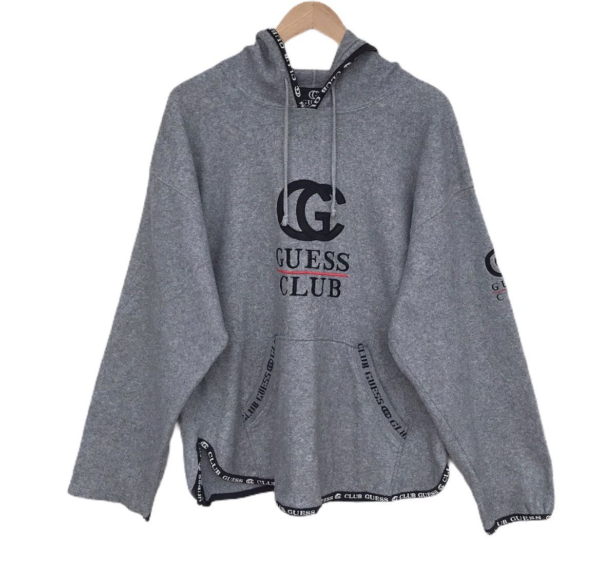 Guess × Vintage Rare Vintage 90s Guess club big logo fleece hoodie hiphop Size US L / EU 52-54 / 3 - 1 Thumbnail