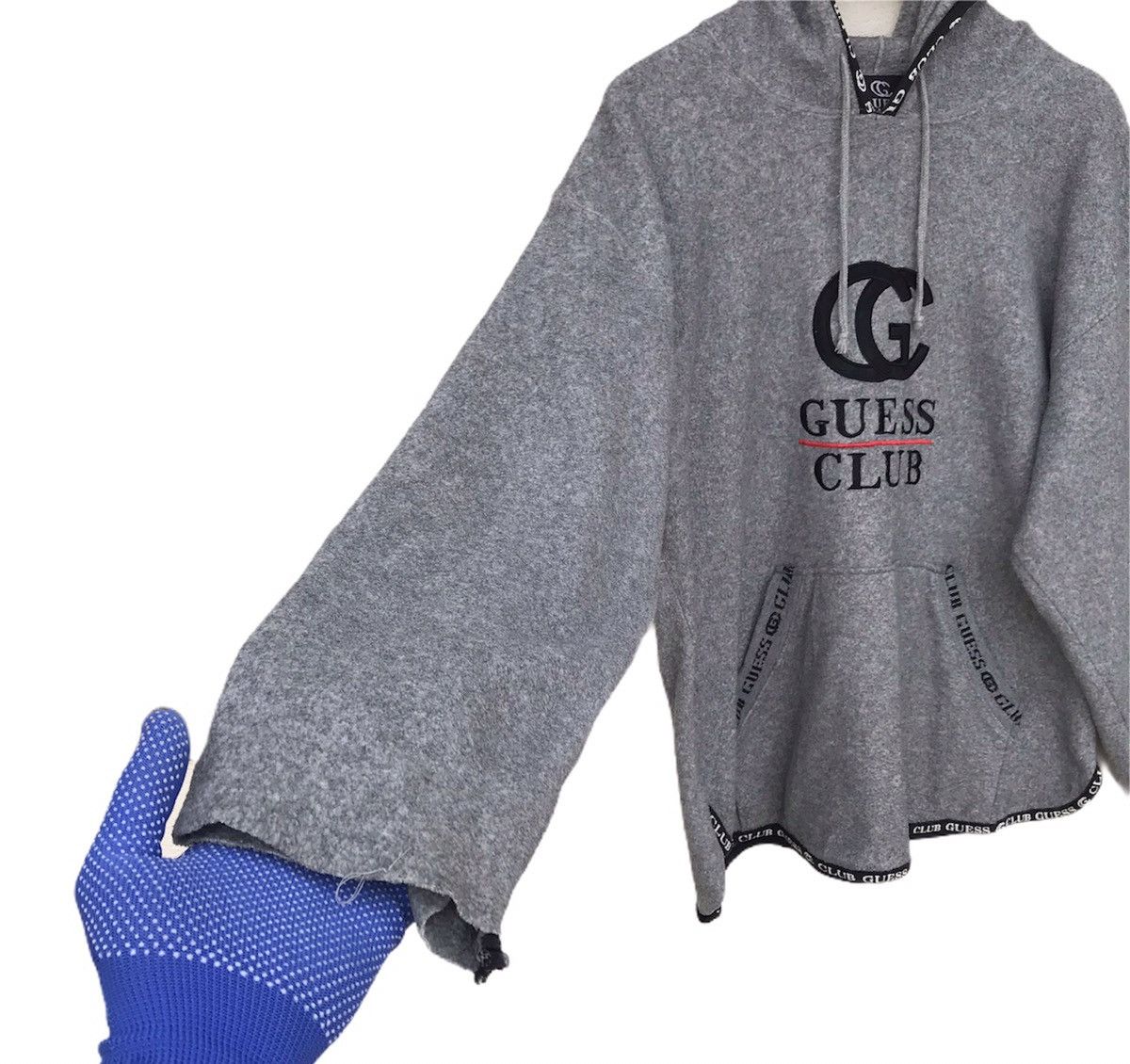 Guess × Vintage Rare Vintage 90s Guess club big logo fleece hoodie hiphop Size US L / EU 52-54 / 3 - 6 Thumbnail