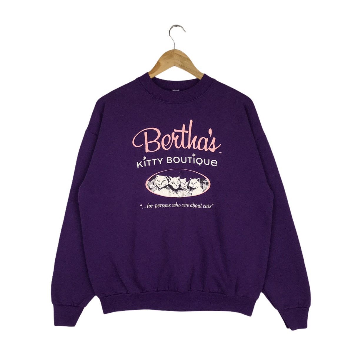 Fruit Of The Loom × Vintage Vintage 90s Bertha’s Kitty Boutique Cat Lovers Sweatshirt Size US XL / EU 56 / 4 - 1 Thumbnail