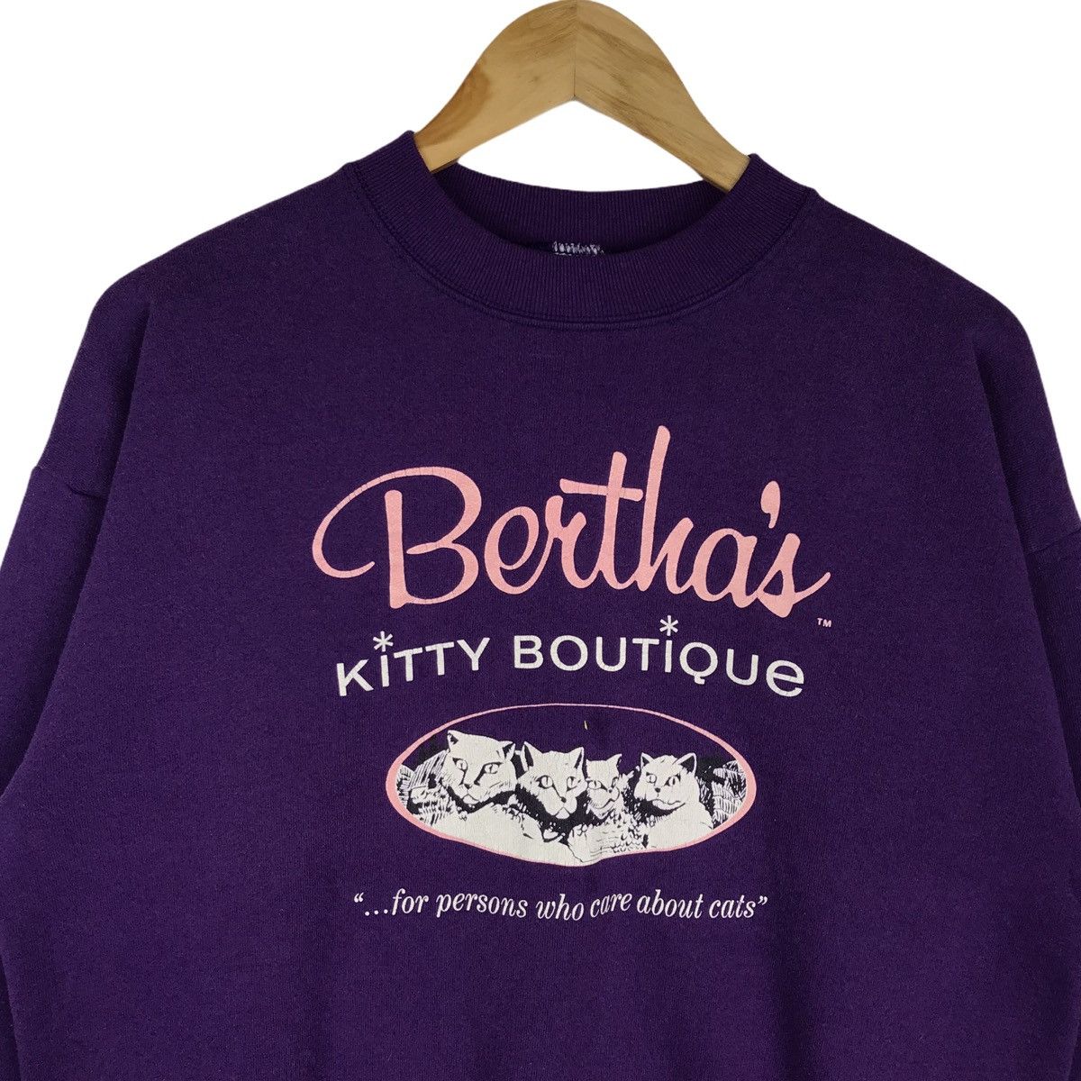 Fruit Of The Loom × Vintage Vintage 90s Bertha’s Kitty Boutique Cat Lovers Sweatshirt Size US XL / EU 56 / 4 - 2 Thumbnail