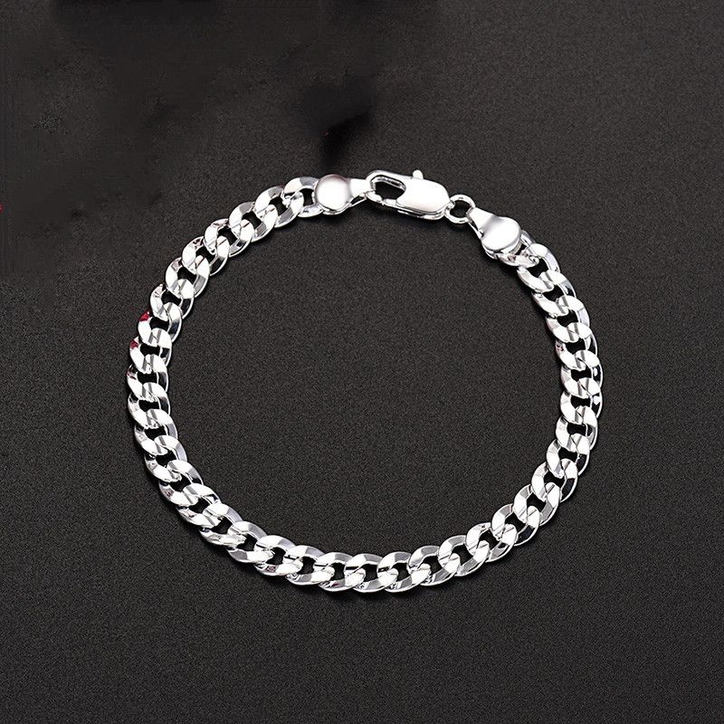 Jewelry Silver Color 7MM Chain Bracelet Size ONE SIZE - 2 Thumbnail
