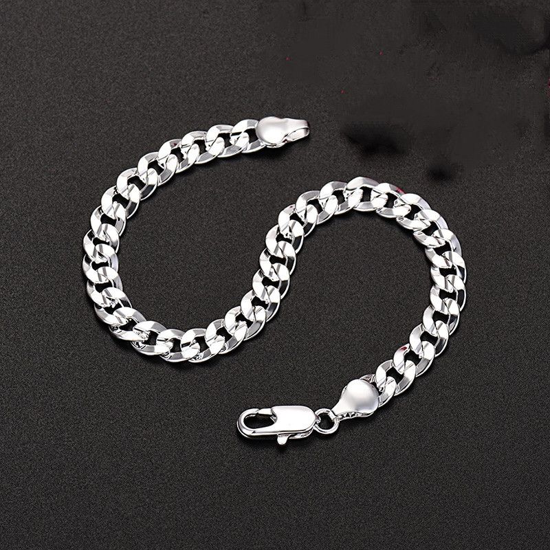 Jewelry Silver Color 7MM Chain Bracelet Size ONE SIZE - 3 Thumbnail
