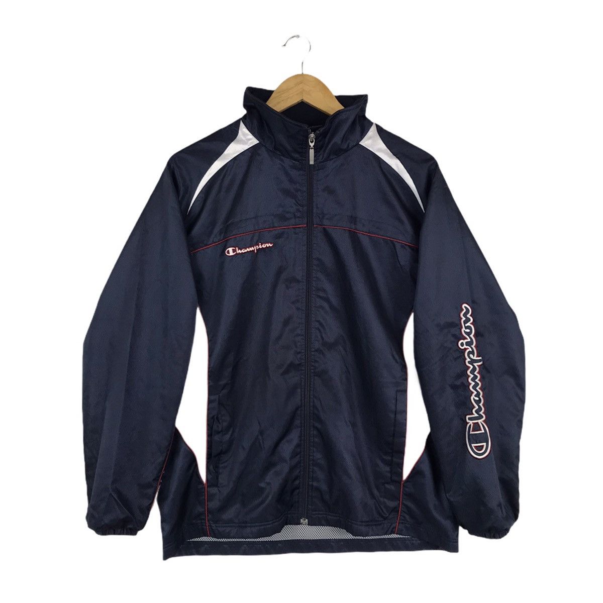 Champion Vintage 90s Champion Script Zipper Sweater Windbreaker Size US L / EU 52-54 / 3 - 1 Thumbnail