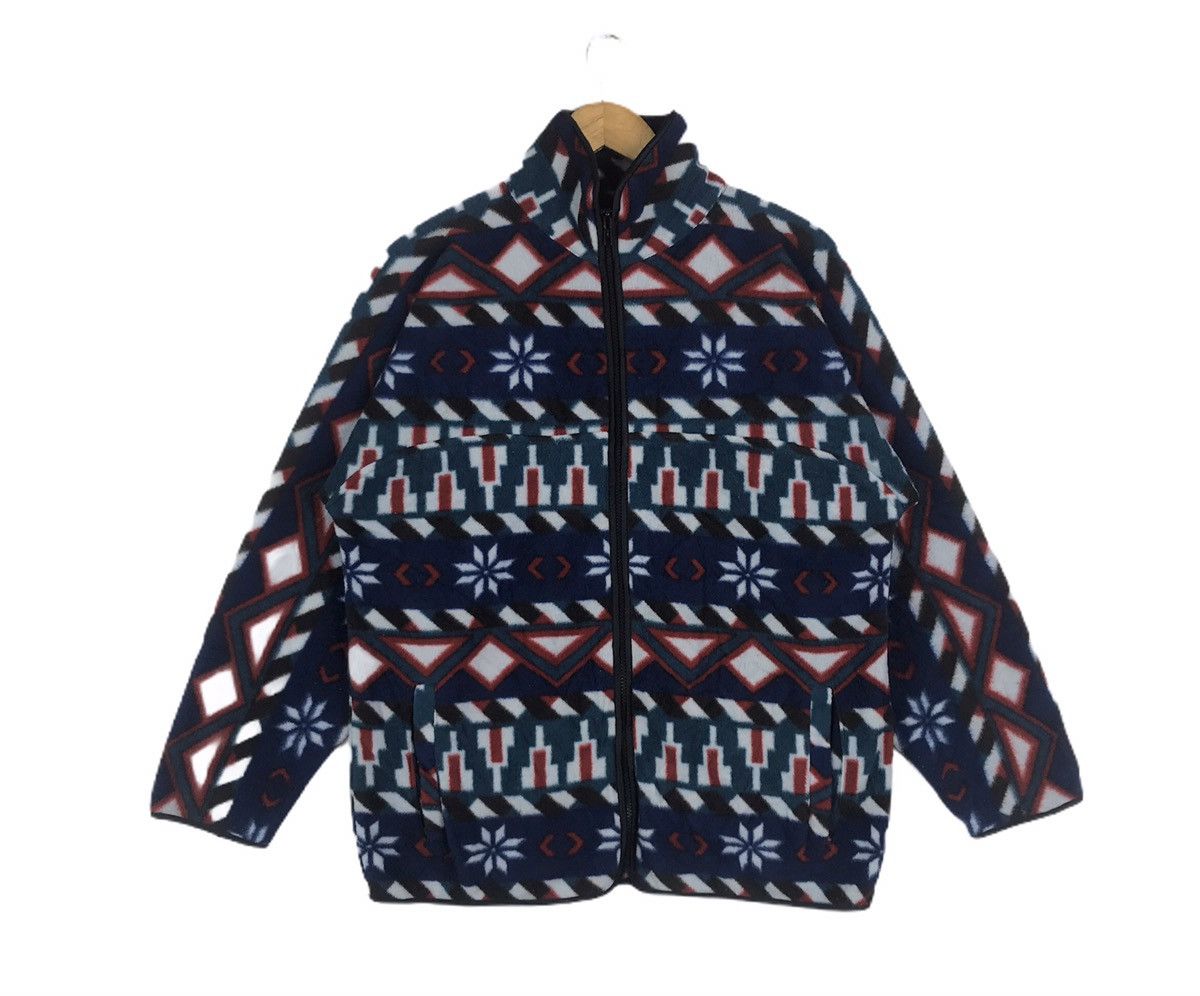 Vintage Vintage Patterned Art Abtract Geometric ZipUp Fleece Jacket Size US M / EU 48-50 / 2 - 1 Thumbnail