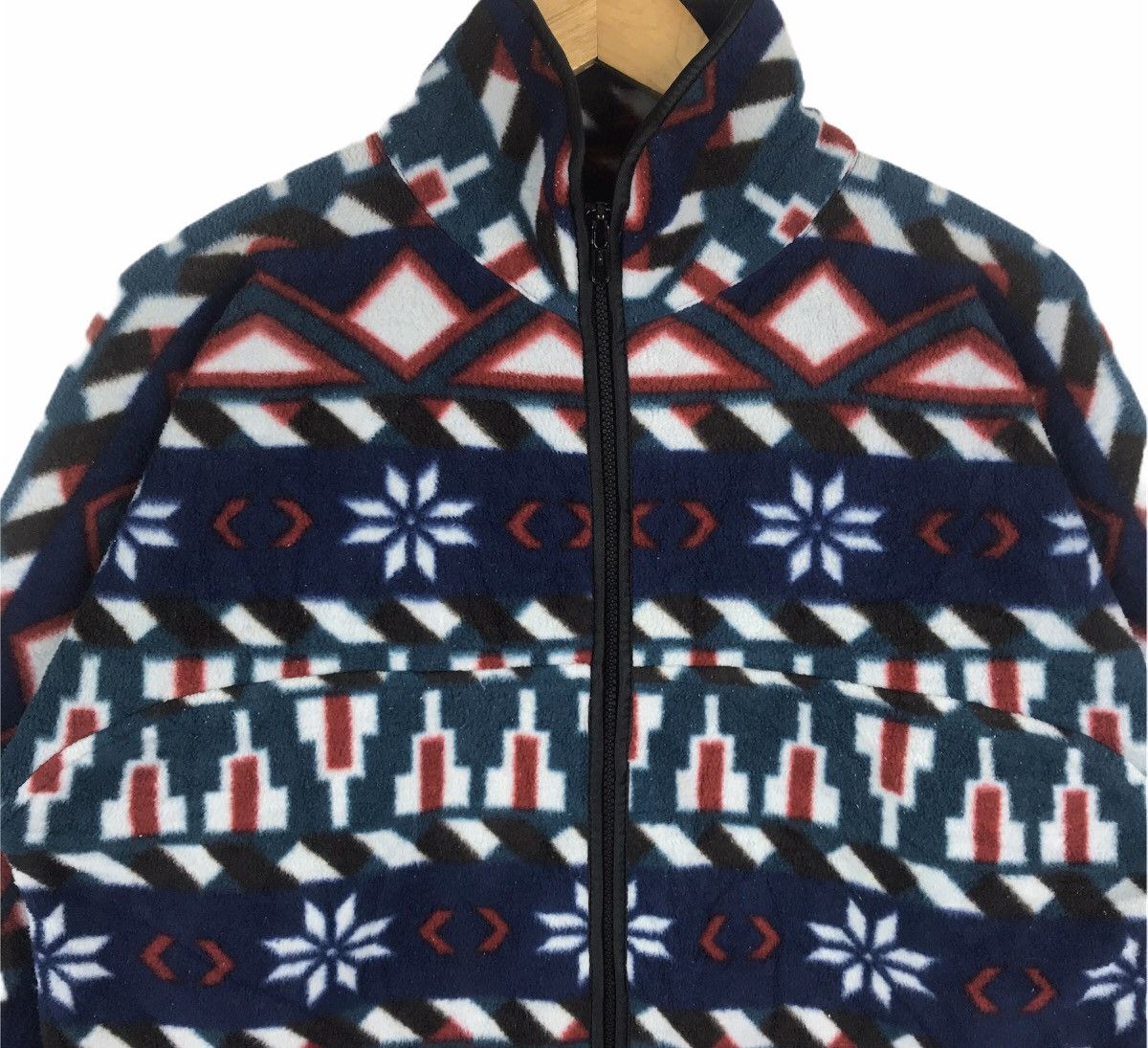 Vintage Vintage Patterned Art Abtract Geometric ZipUp Fleece Jacket Size US M / EU 48-50 / 2 - 2 Thumbnail