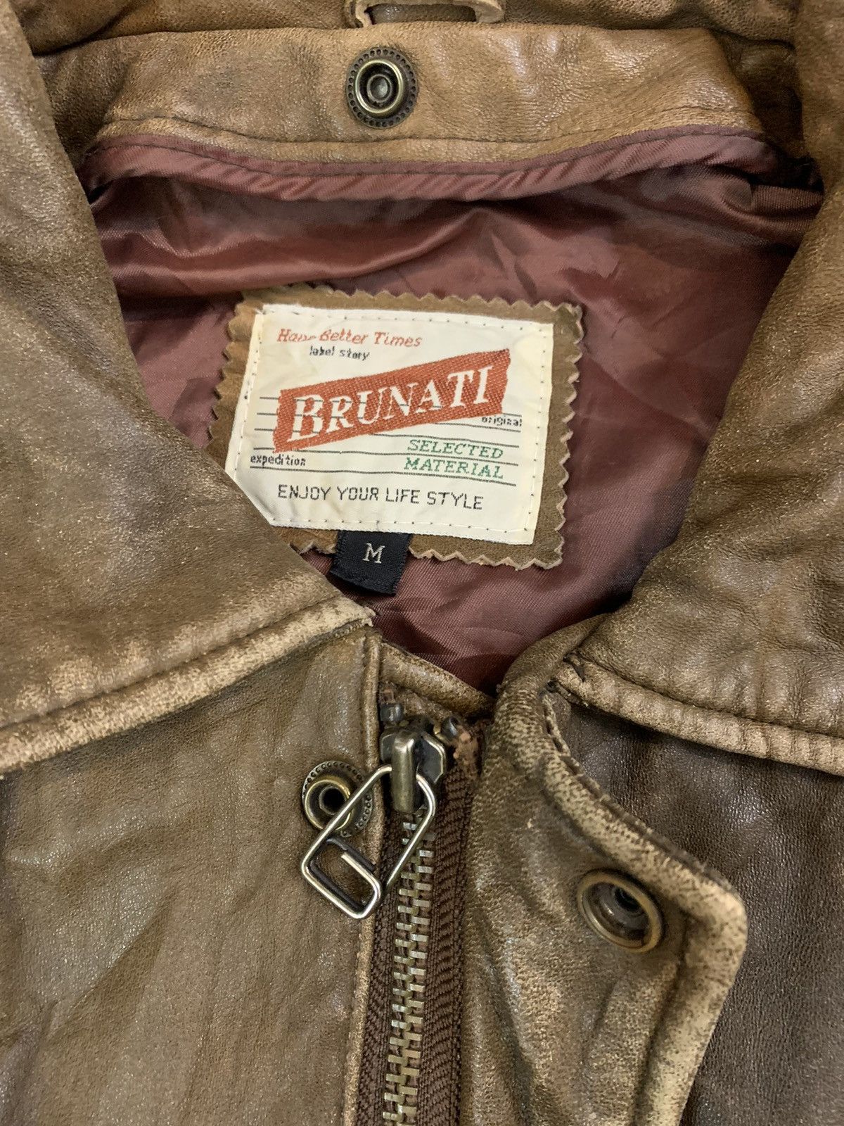 Vintage Vintage 90s Brunati Expedition Cafe Racer Leather Jacket Size US M / EU 48-50 / 2 - 11 Thumbnail