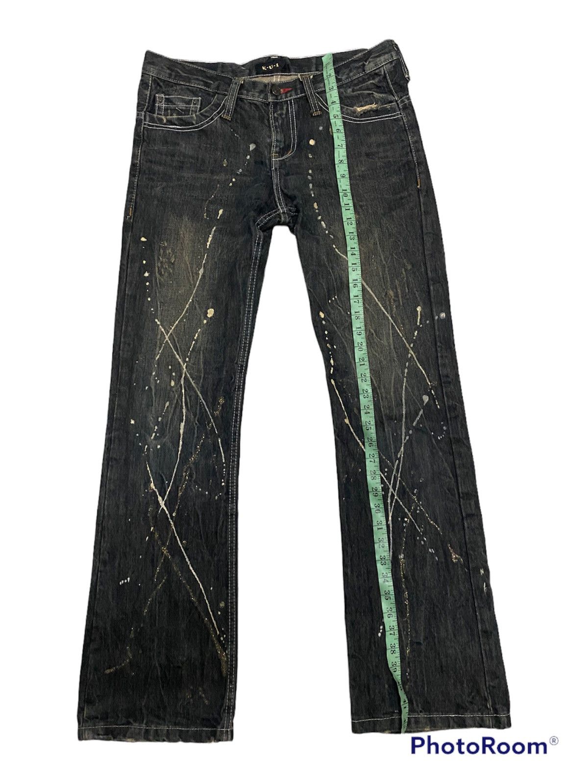 Vintage OFFER‼️Vintage K.u.i Distressed Denim Jeans Splatter Design Size US 34 / EU 50 - 6 Thumbnail