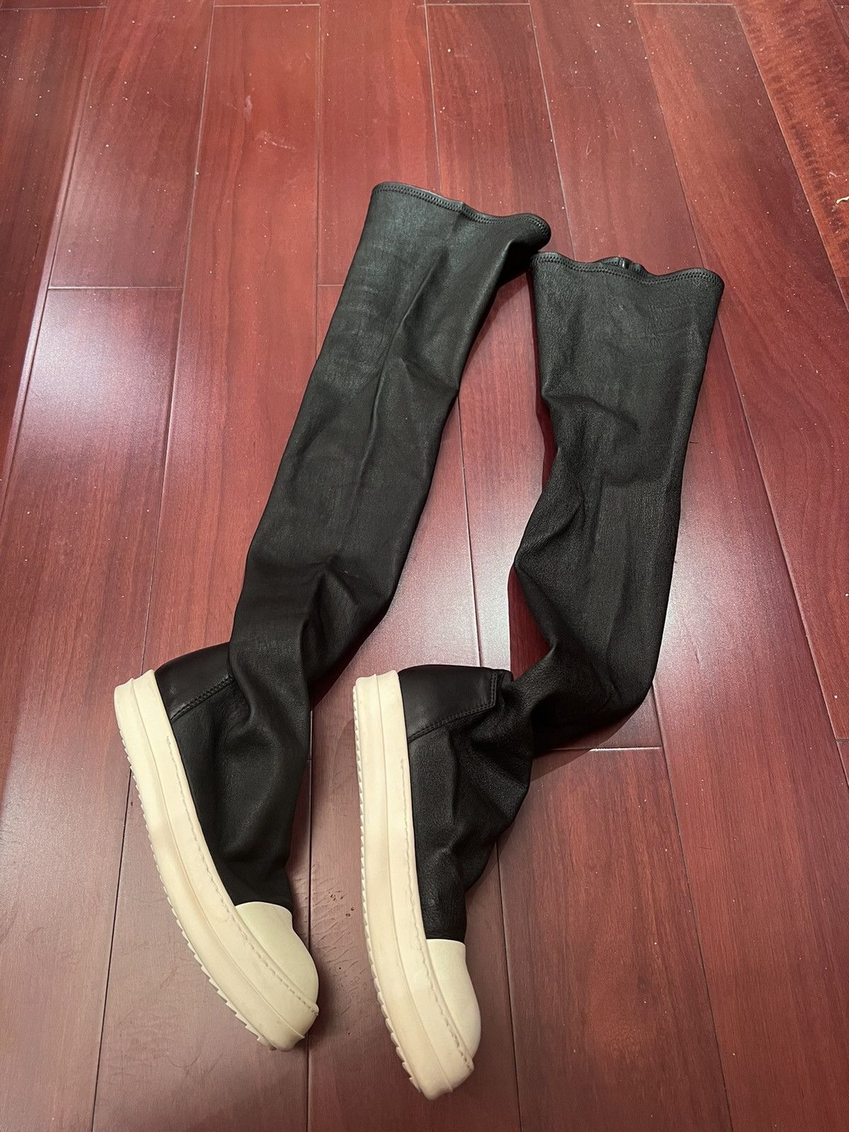 Rick Owens Rick owens mainline stretch boots in black/milk size36.5 Size US 5 / EU 37 - 3 Thumbnail