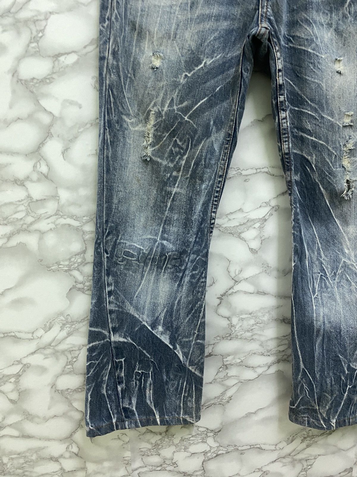 Japanese Brand Japanese Distressed Flared Acid Style Cropped Denim Pants Size US 29 - 7 Thumbnail
