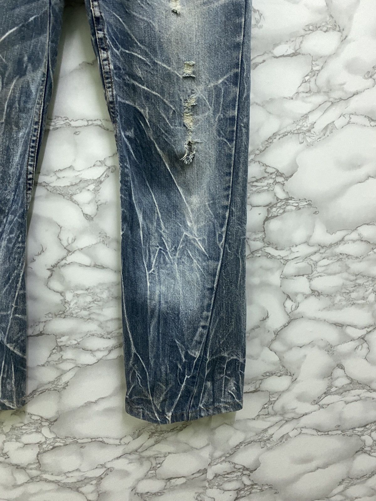 Japanese Brand Japanese Distressed Flared Acid Style Cropped Denim Pants Size US 29 - 6 Thumbnail