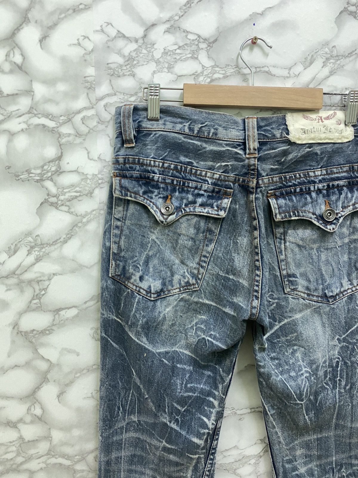 Japanese Brand Japanese Distressed Flared Acid Style Cropped Denim Pants Size US 29 - 11 Thumbnail