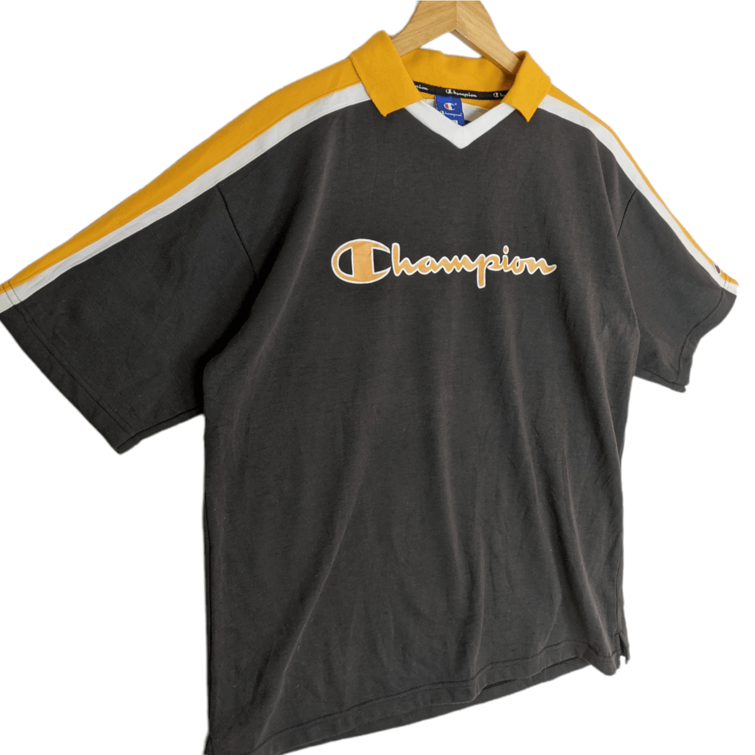 Champion Vintage CHAMPION Spell Out Polo Shirt Size US L / EU 52-54 / 3 - 3 Thumbnail
