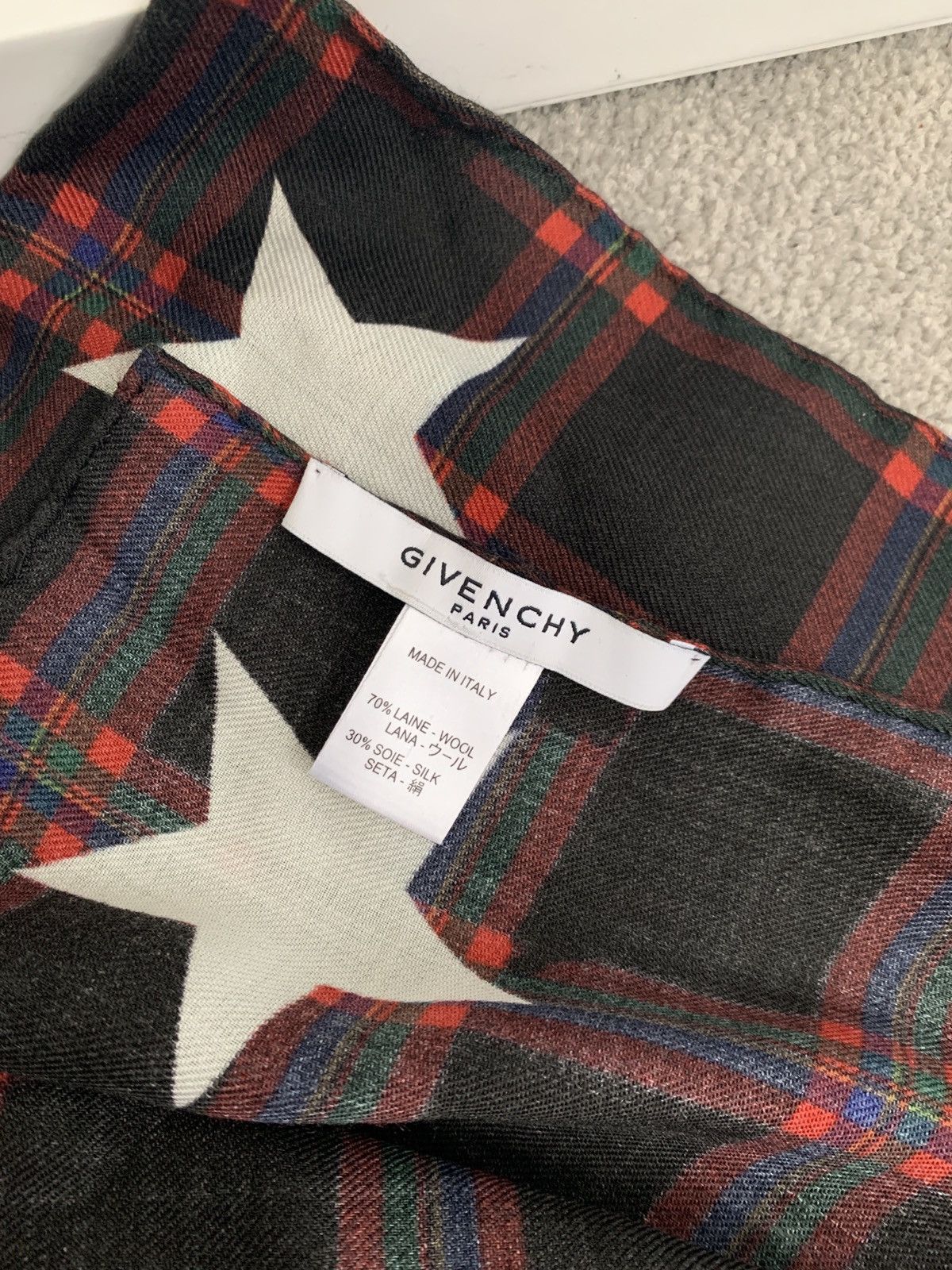 Designer × Givenchy × Riccardo Tisci Stars tartan wool/silk scarf Size ONE SIZE - 3 Thumbnail