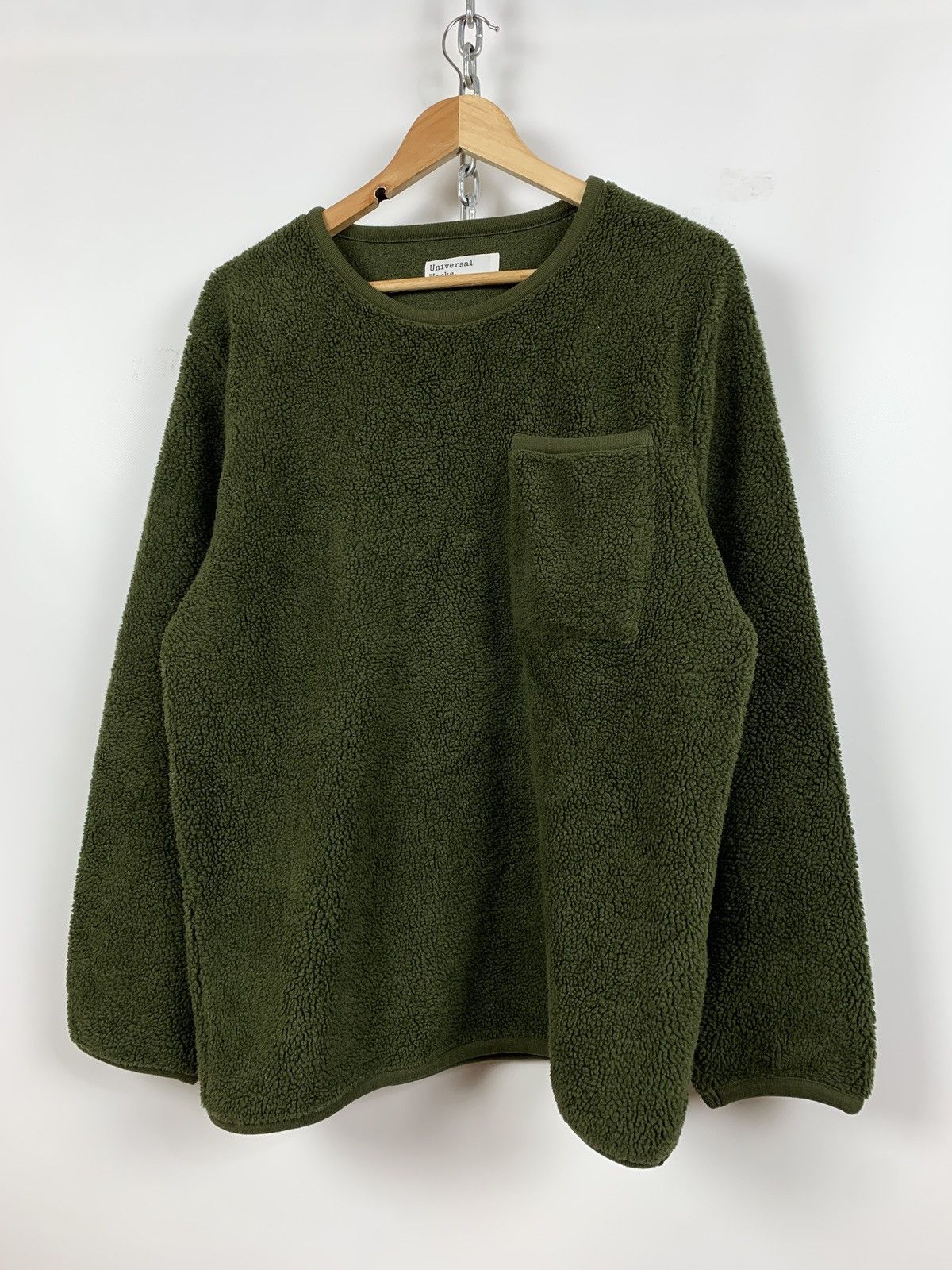 Universal Works Universal Works Green Khaki Teddy Sweatshirt Size US L / EU 52-54 / 3 - 1 Thumbnail