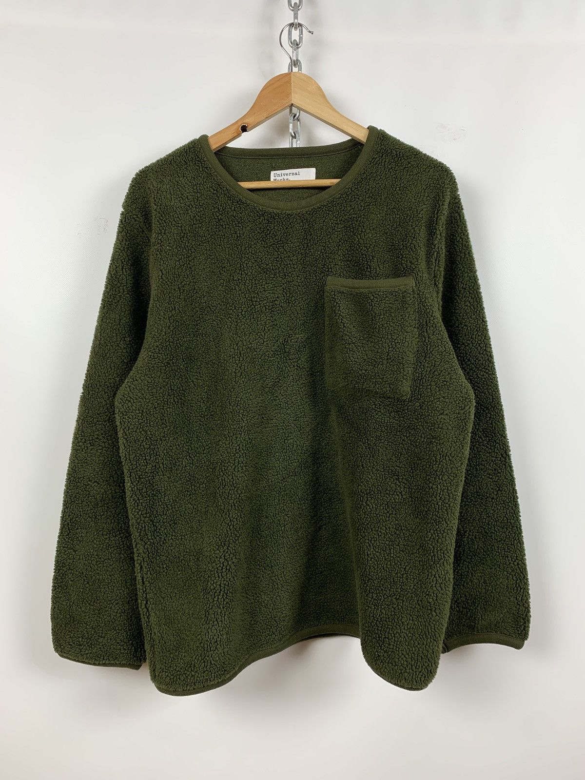 Universal Works Universal Works Green Khaki Teddy Sweatshirt Size US L / EU 52-54 / 3 - 3 Thumbnail