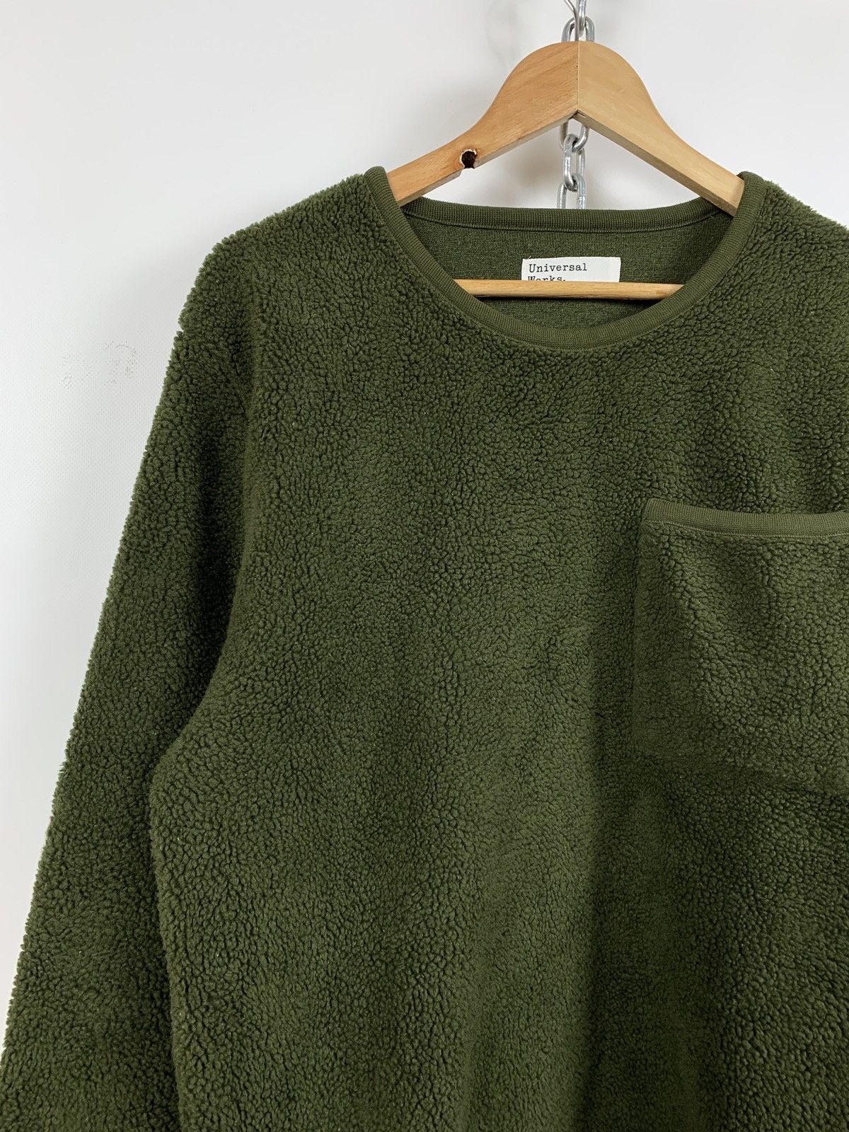 Universal Works Universal Works Green Khaki Teddy Sweatshirt Size US L / EU 52-54 / 3 - 6 Thumbnail