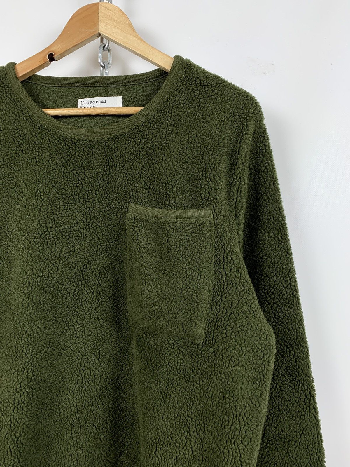 Universal Works Universal Works Green Khaki Teddy Sweatshirt Size US L / EU 52-54 / 3 - 5 Thumbnail