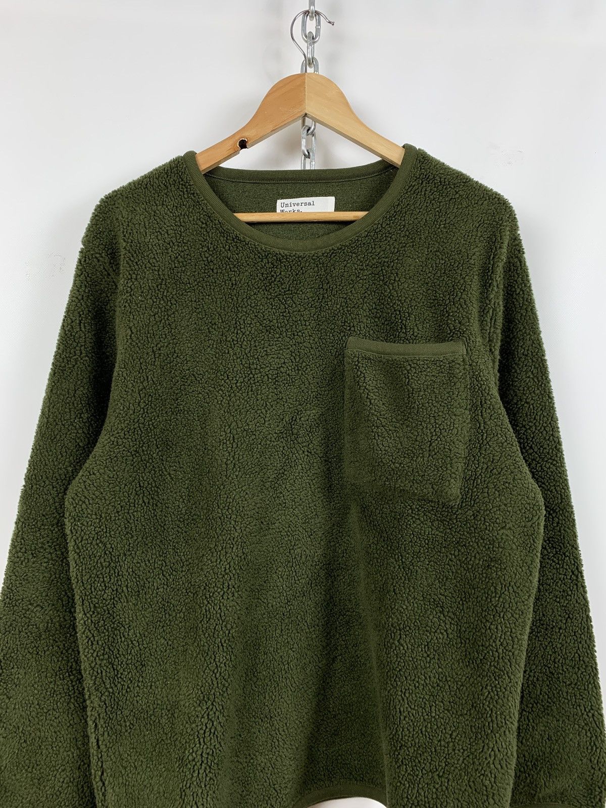 Universal Works Universal Works Green Khaki Teddy Sweatshirt Size US L / EU 52-54 / 3 - 4 Thumbnail