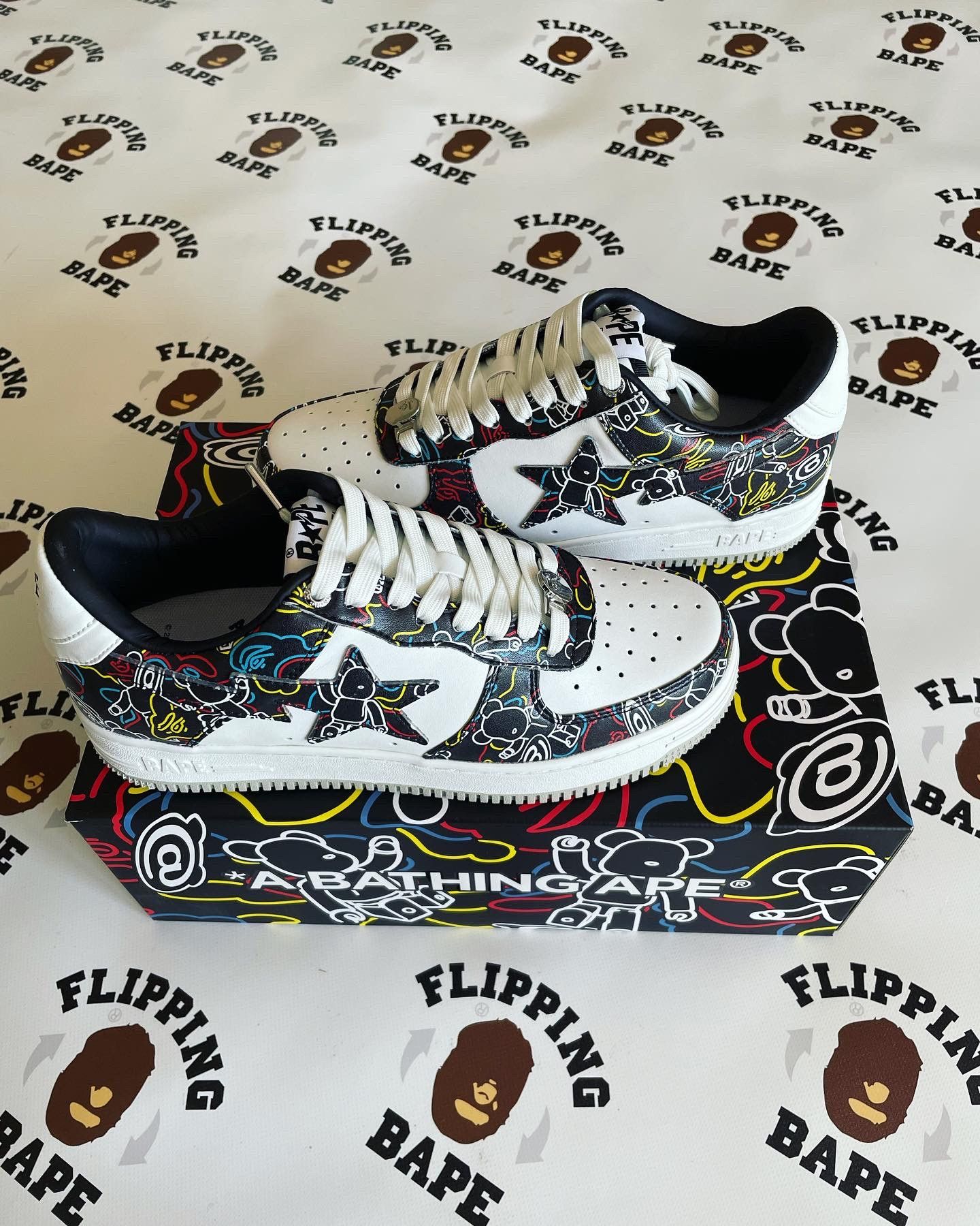 image of Bape x Medicom Toy Be@rbrick Camo Bape Sta Shoes in Black, Men's (Size 8.5)