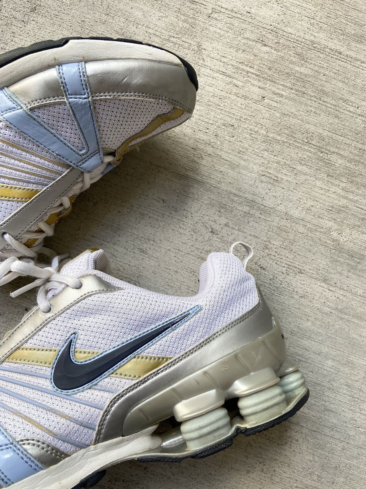 Nike × Vintage Vintage 2006 Nike Shox White Blue Yellow Sneakers Shoes Y2K Size US 8.5 / EU 41-42 - 14 Thumbnail