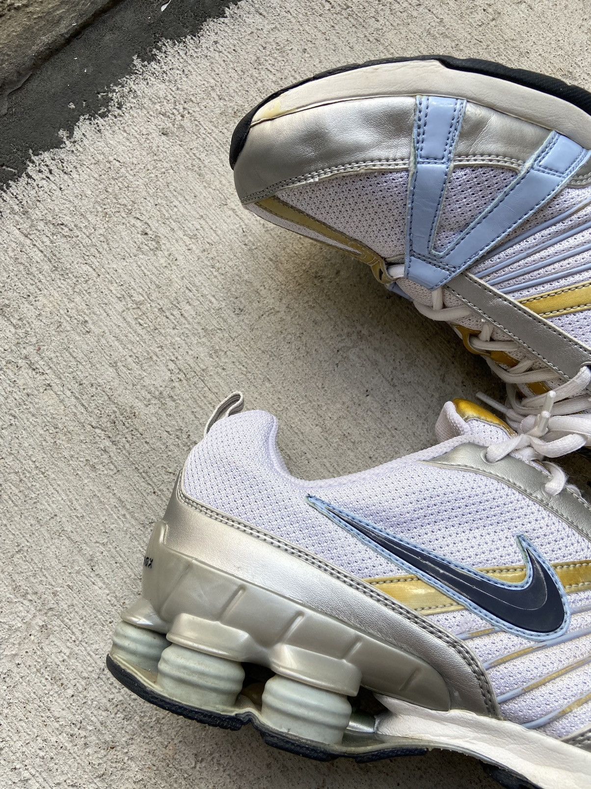 Nike × Vintage Vintage 2006 Nike Shox White Blue Yellow Sneakers Shoes Y2K Size US 8.5 / EU 41-42 - 13 Thumbnail
