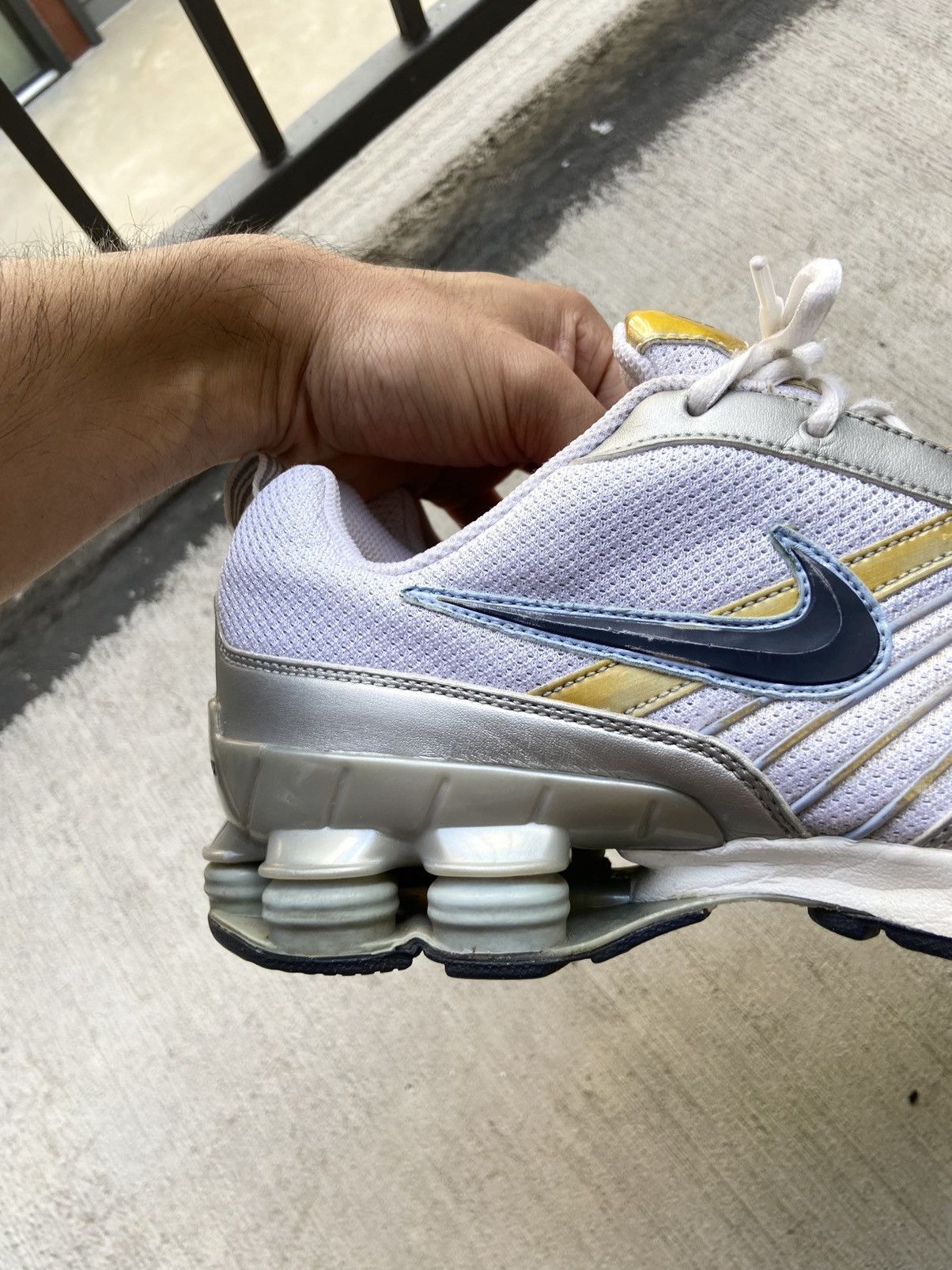 Nike × Vintage Vintage 2006 Nike Shox White Blue Yellow Sneakers Shoes Y2K Size US 8.5 / EU 41-42 - 9 Thumbnail